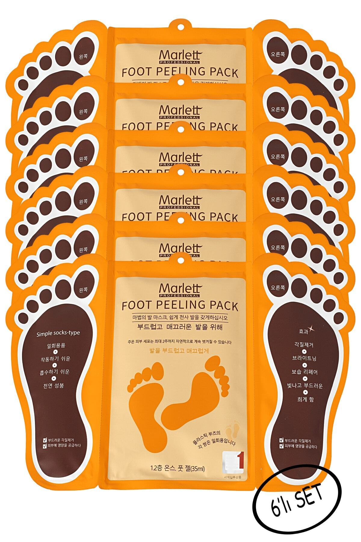 Marlett Foot Peeling Pack - Professıonal Çorap Tipi Ayak Peeling Maskesi 6'lı Set