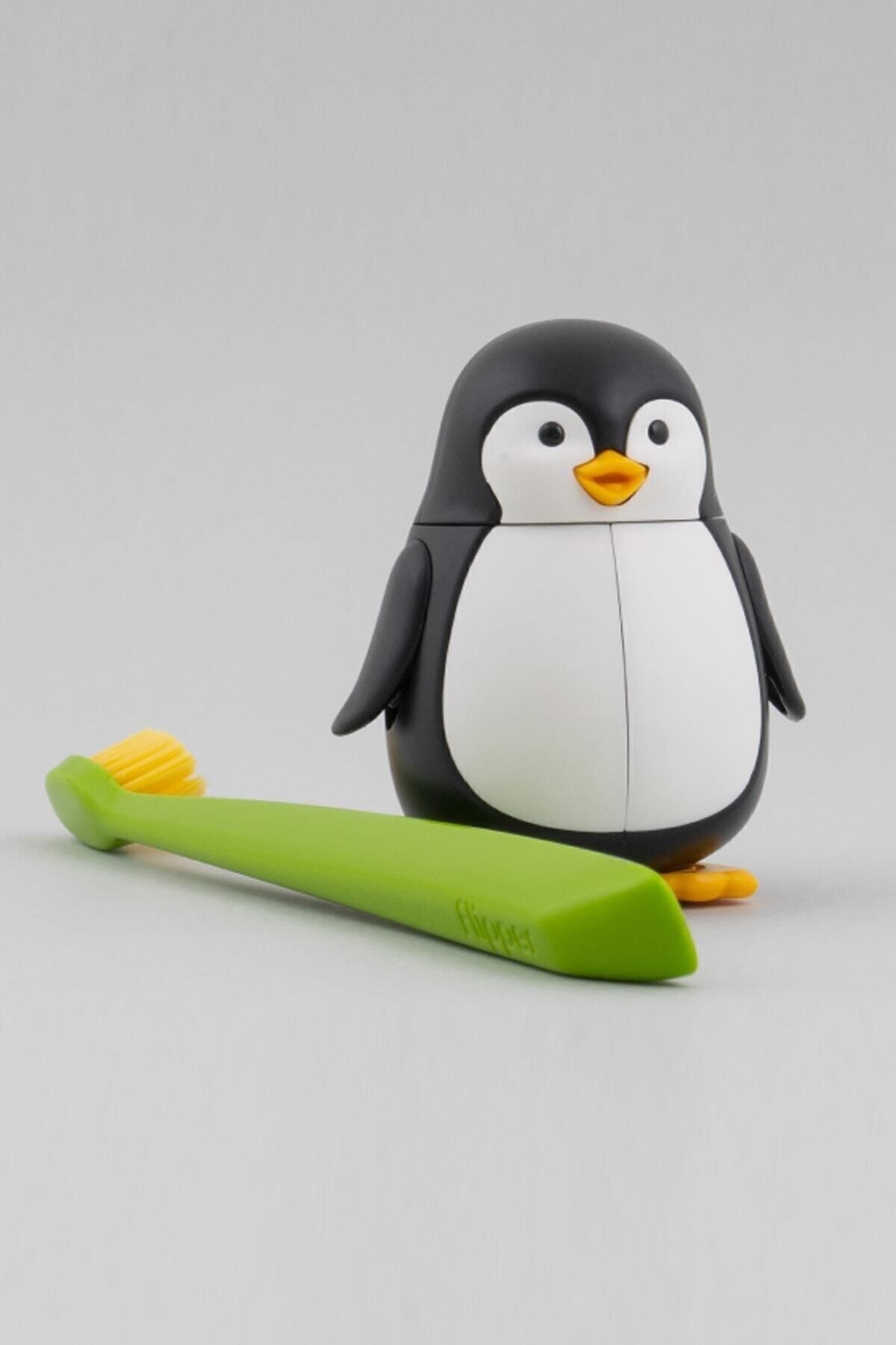 Flipper Hijyenik Fun Animal Saklama Kabı Ve Çocuk Diş Fırçası Seti - Penguen Figürlü fotoğrafı 2 (önizleme)