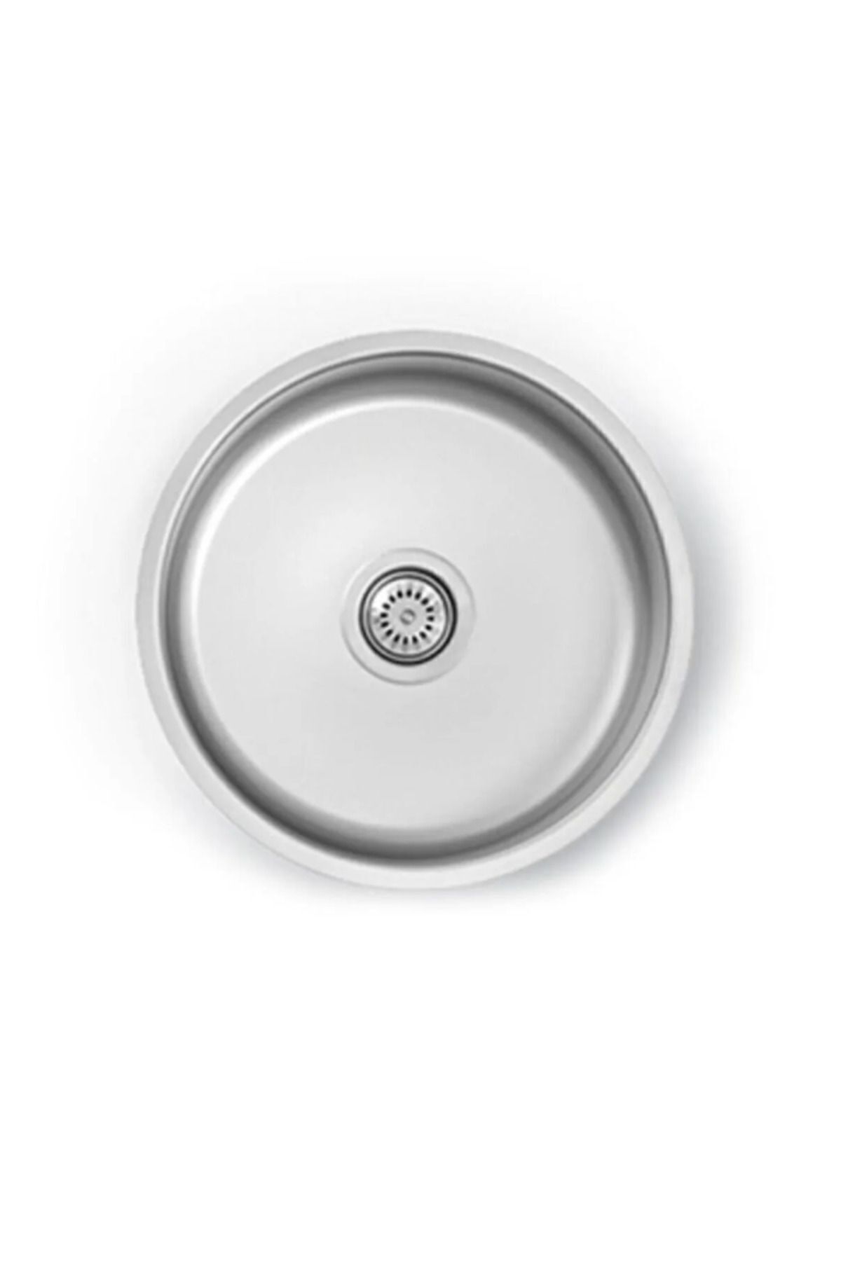 AKMETAL 42cm Çap ,yuvarlak Evye , Paslanmaz, Daire, Oval Krom Mutfak Lavabosu Evyesi