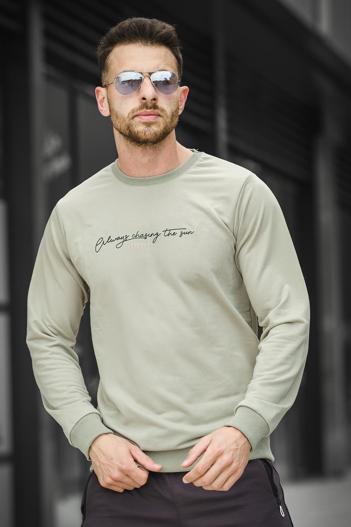 Oksit-Friends Printed Slim Fit Lycra Crew Neck Men's Sweatshirt 3