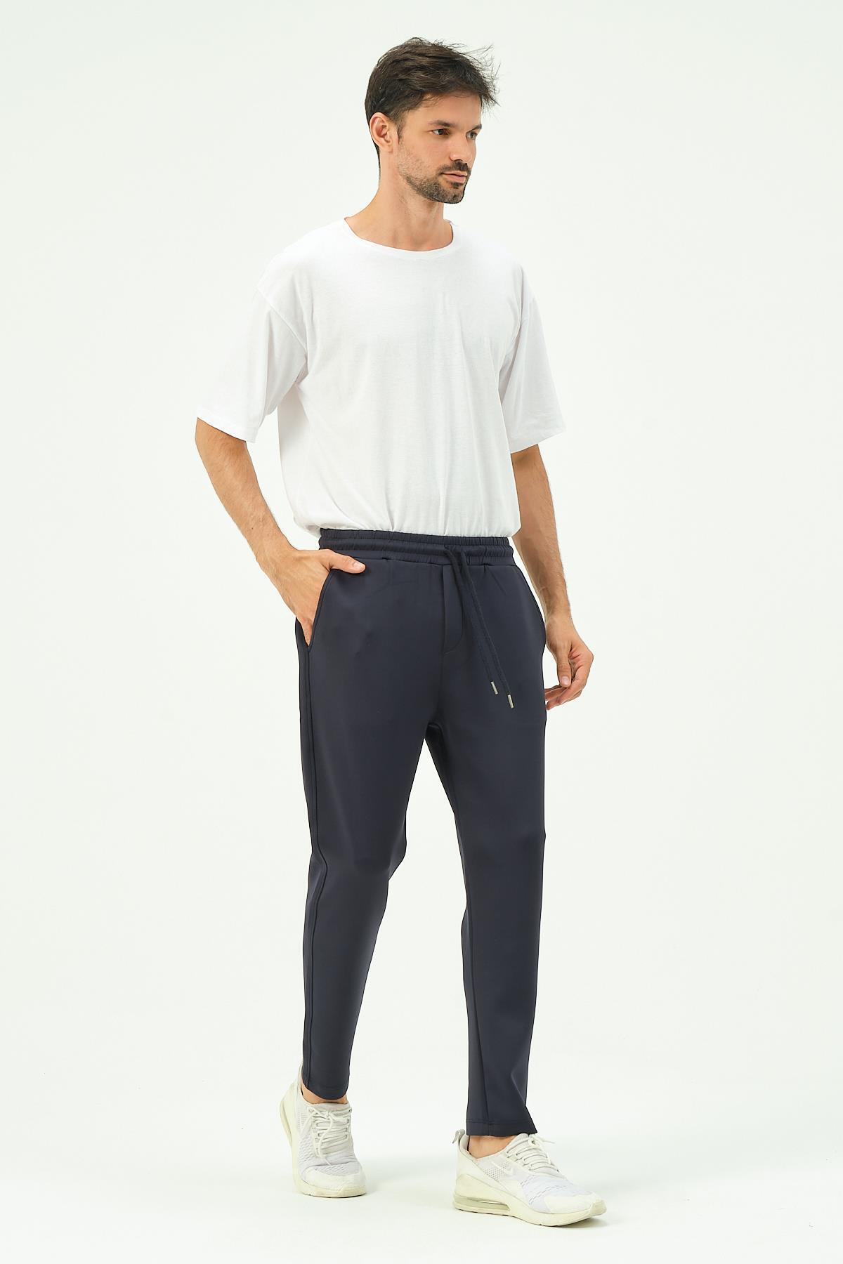 شلوار گرمکن مردانه آبی سرمه ای C&CITY | TCTY22FWPJM045 اورجینال - تصویر 3