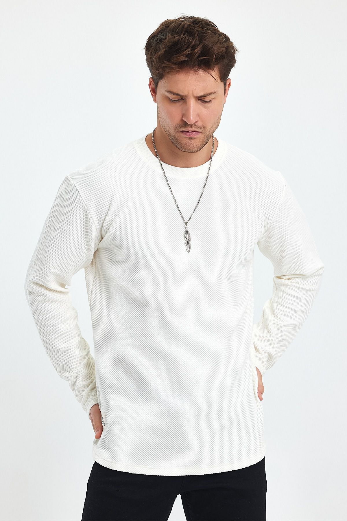 PELİTİSS  Uzun Kollu Sweat Rahat Kesim Oval Etek Detaylı - Görsel 4