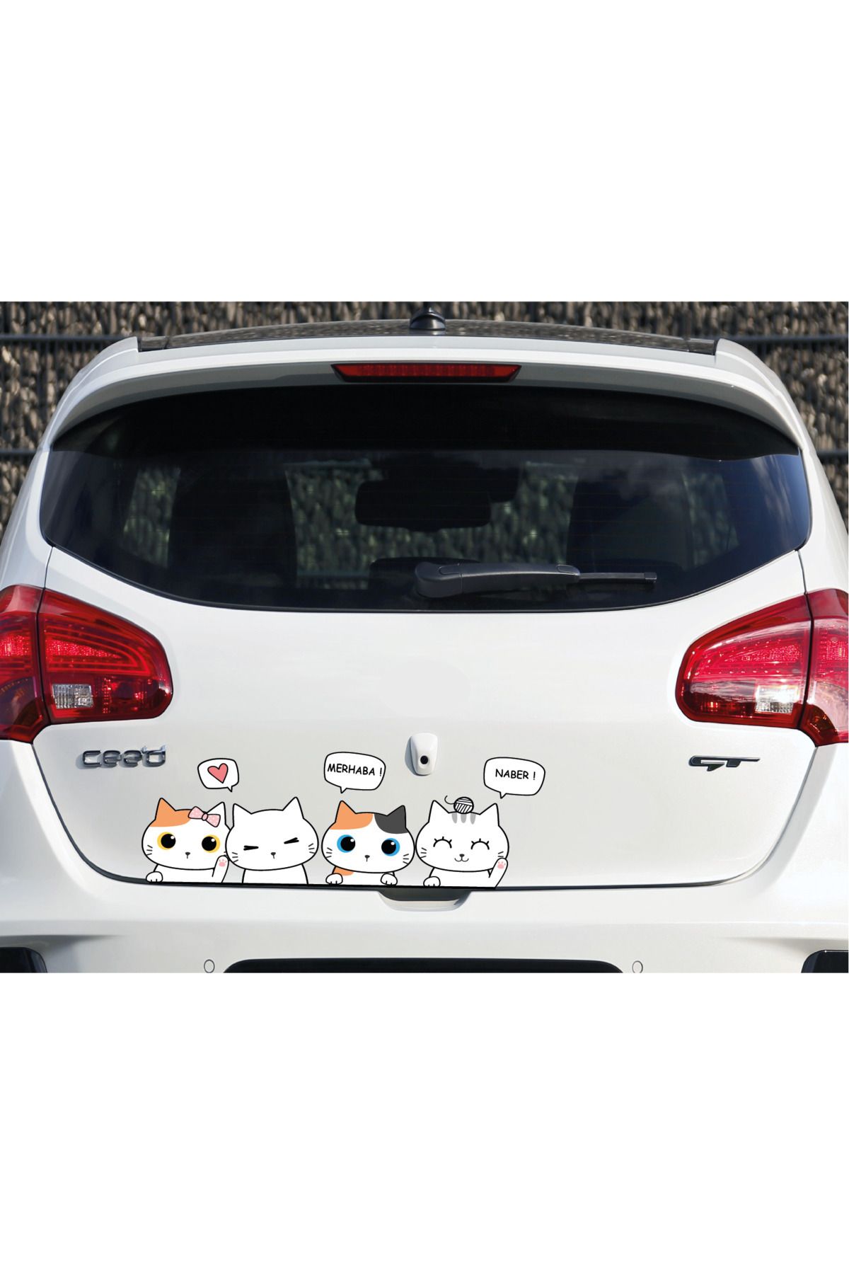 Ayza Tasarım Autocolant Auto Cu Pisici Drăguțe Care Se Privesc Prin Geam - Laptop Pentru Motociclete Cu Oglindă - One Size