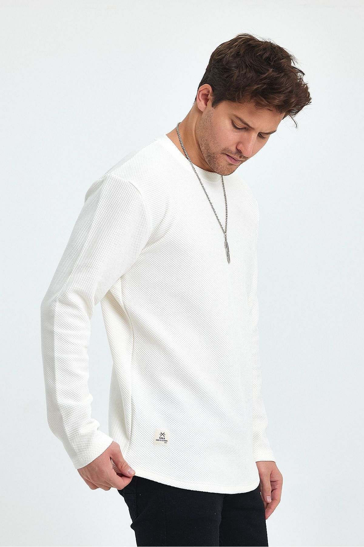 PELİTİSS  Uzun Kollu Sweat Rahat Kesim Oval Etek Detaylı - Görsel 7