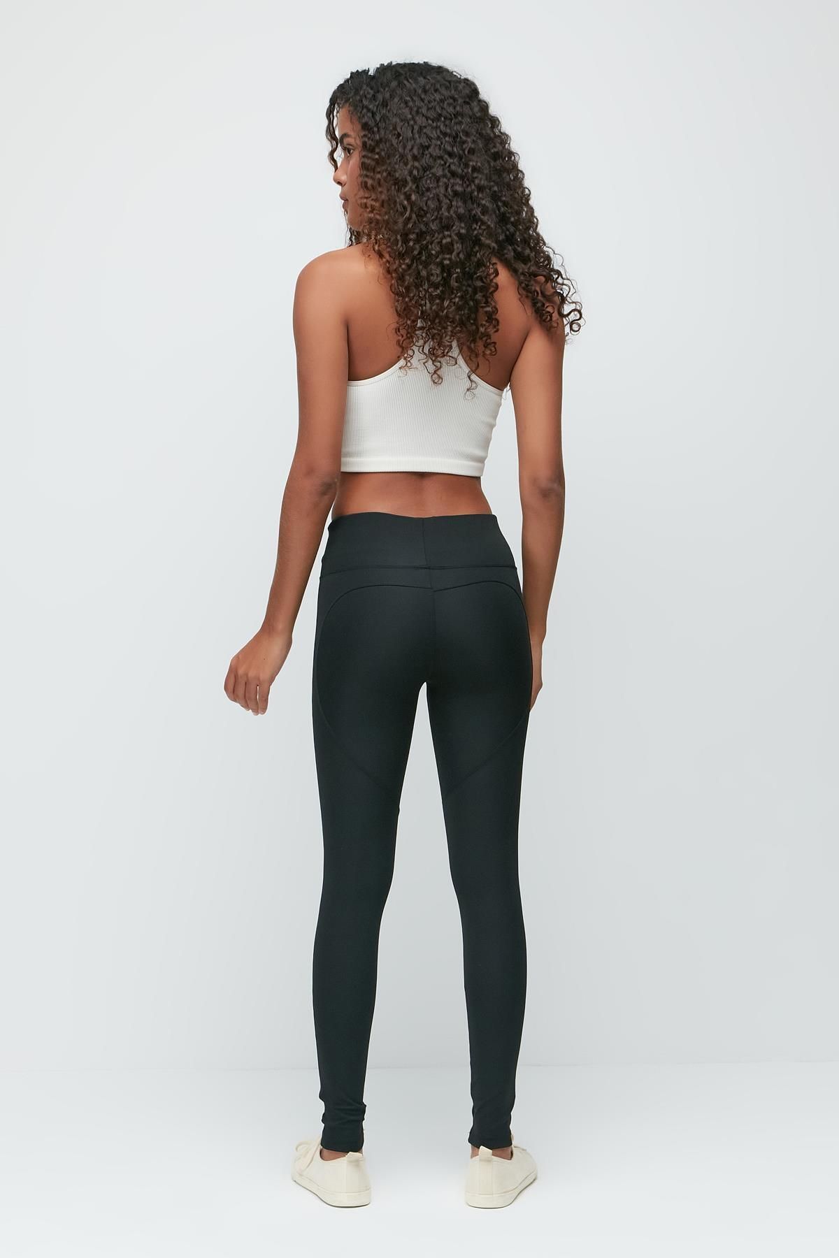 C&City-Lange Pop-Up-Sportleggings mit hoher Taille 9400 Schwarz 6
