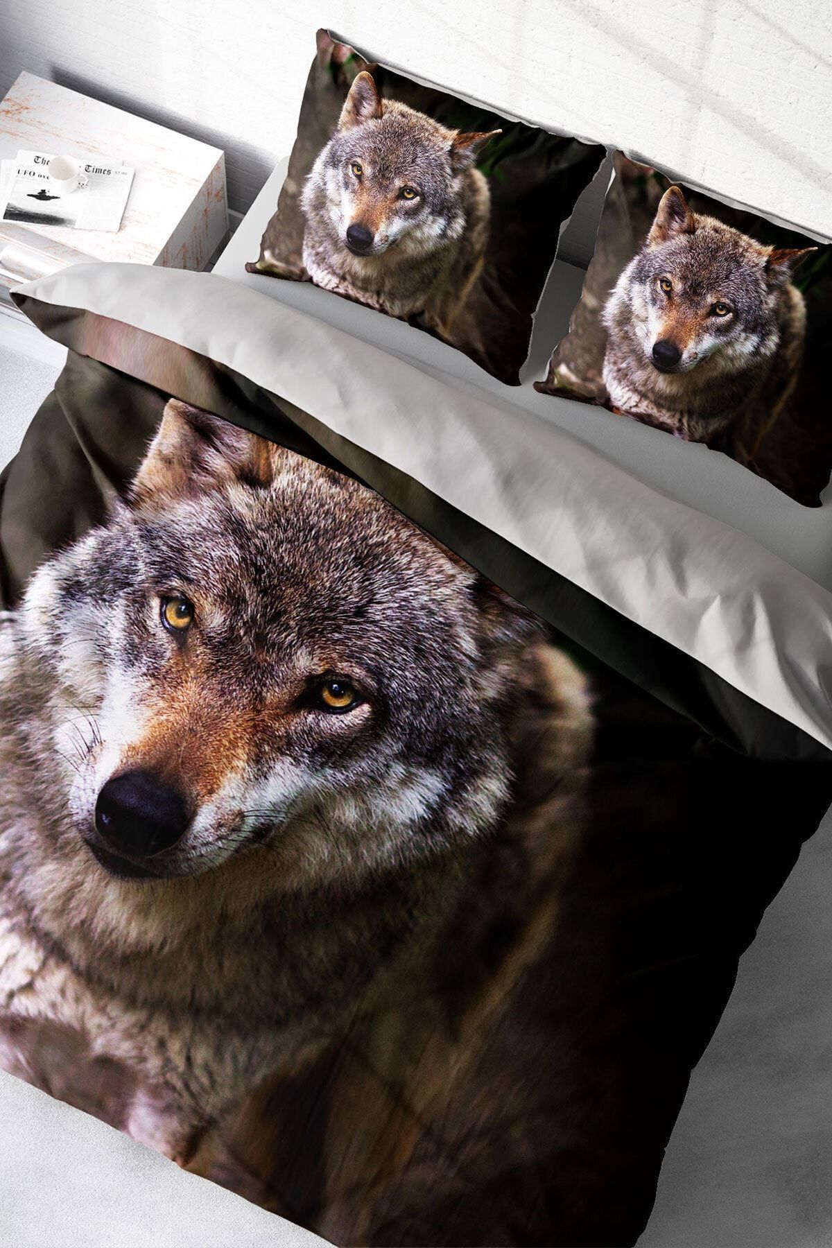 PerlaSera-Wolfeyes 3D Custom Design - Σετ Παπλωματοθήκη Διπλό, Πυκνό Βαμβακερό Σατέν 1