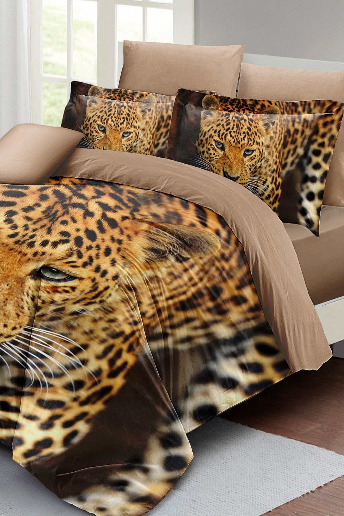 PerlaSera-Wild Tiger 3D Custom Design - Σετ Παπλωματοθήκη Διπλό, Πυκνό Βαμβακερό Σατέν 3