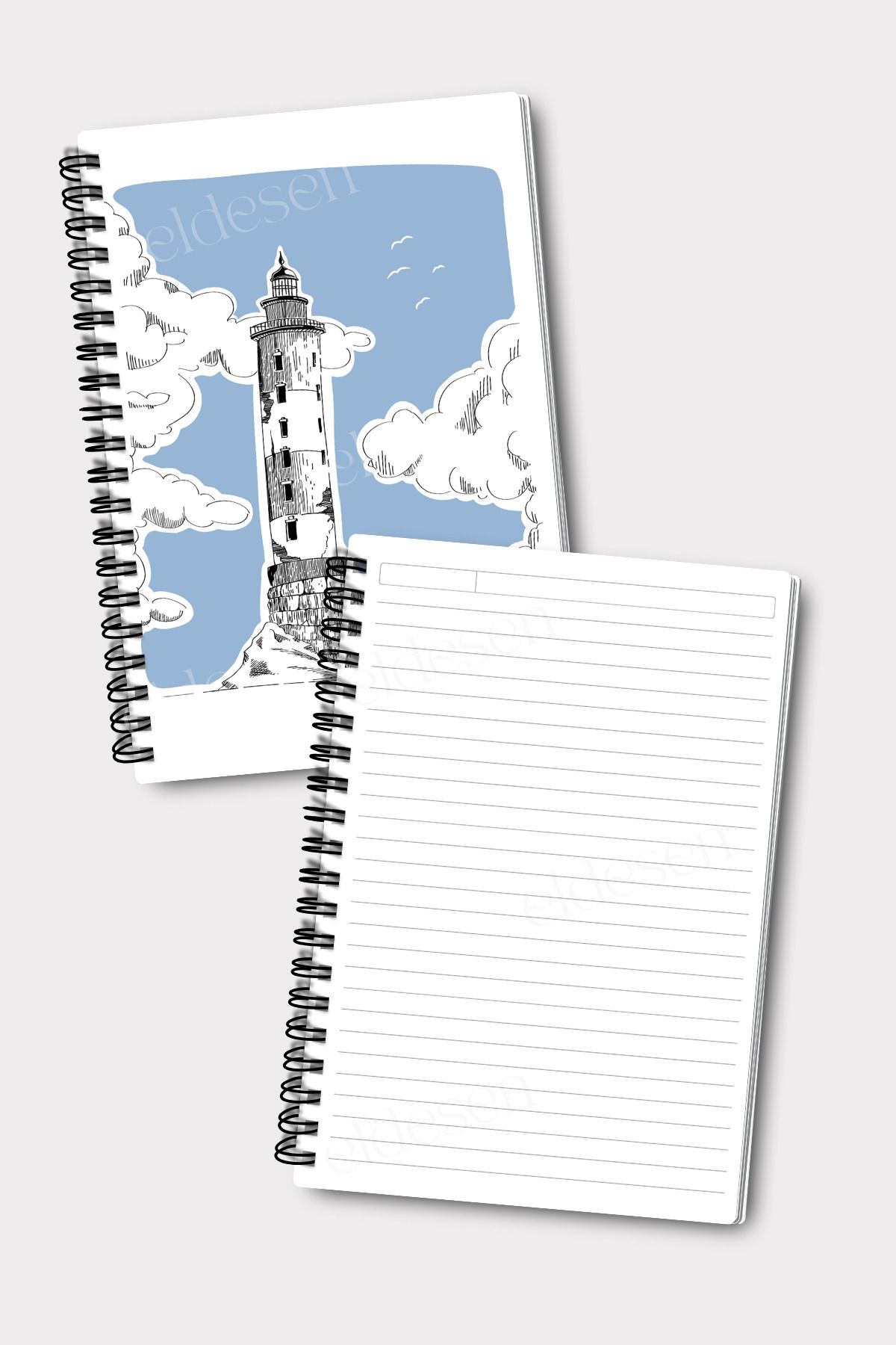 Eldesen Tasarım-A5 Size Set of 4 - Spiraled Lined School Notebook, 50 Sheets and 100 Sheets 3