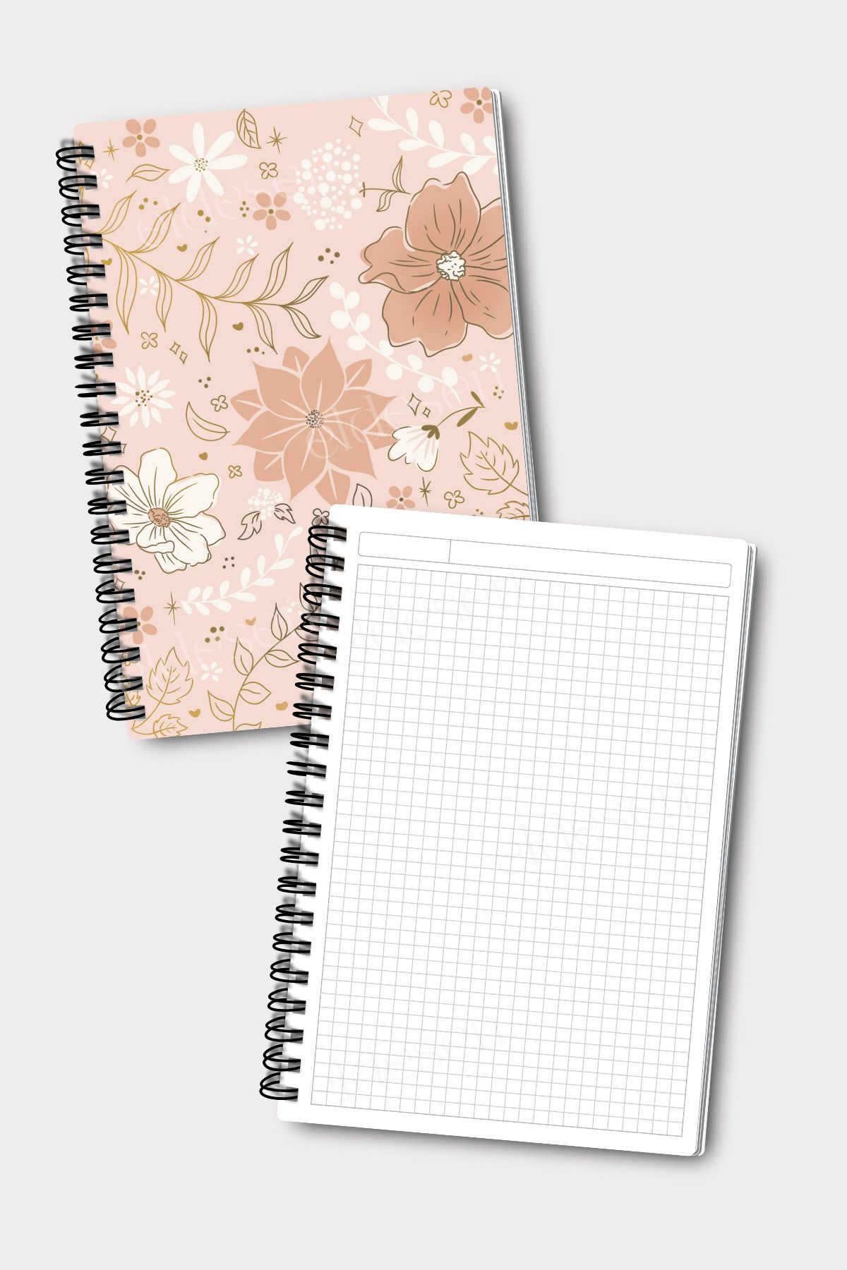 Eldesen Tasarım-A5 Size 50 Sheets 100 Sheets - Spiral and Checked School Notebook Set Set of 4 4