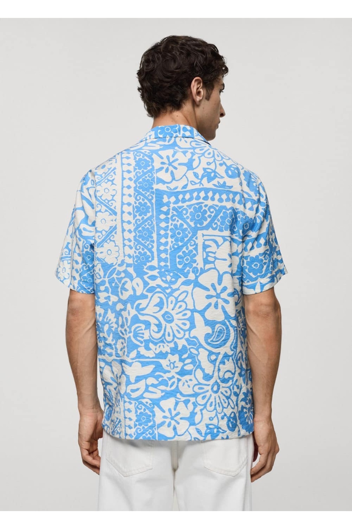 پیراهن مردانه آبی MANGO Man | 67067690 اورجینال - تصویر 4