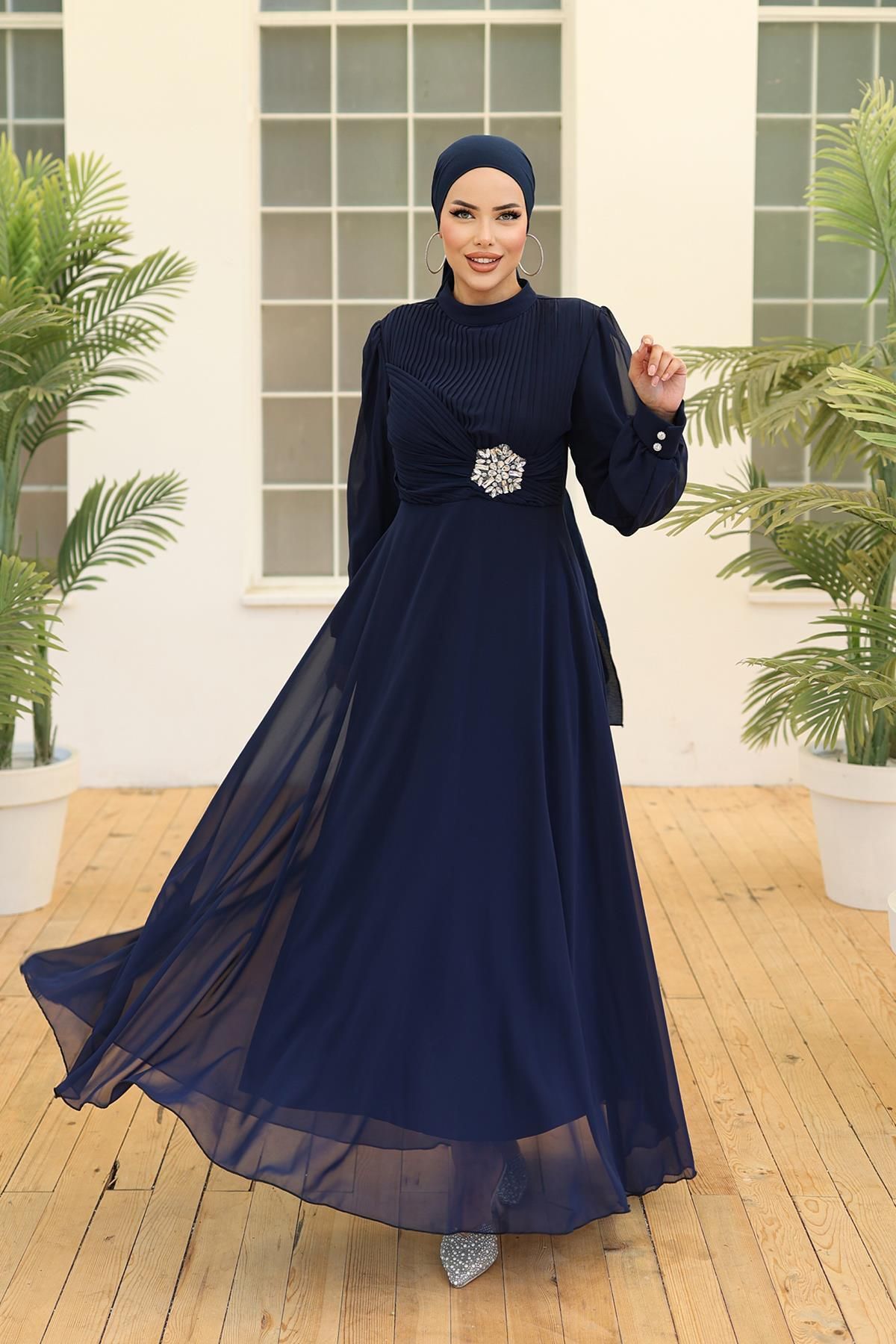 Navy blue dress hijab online