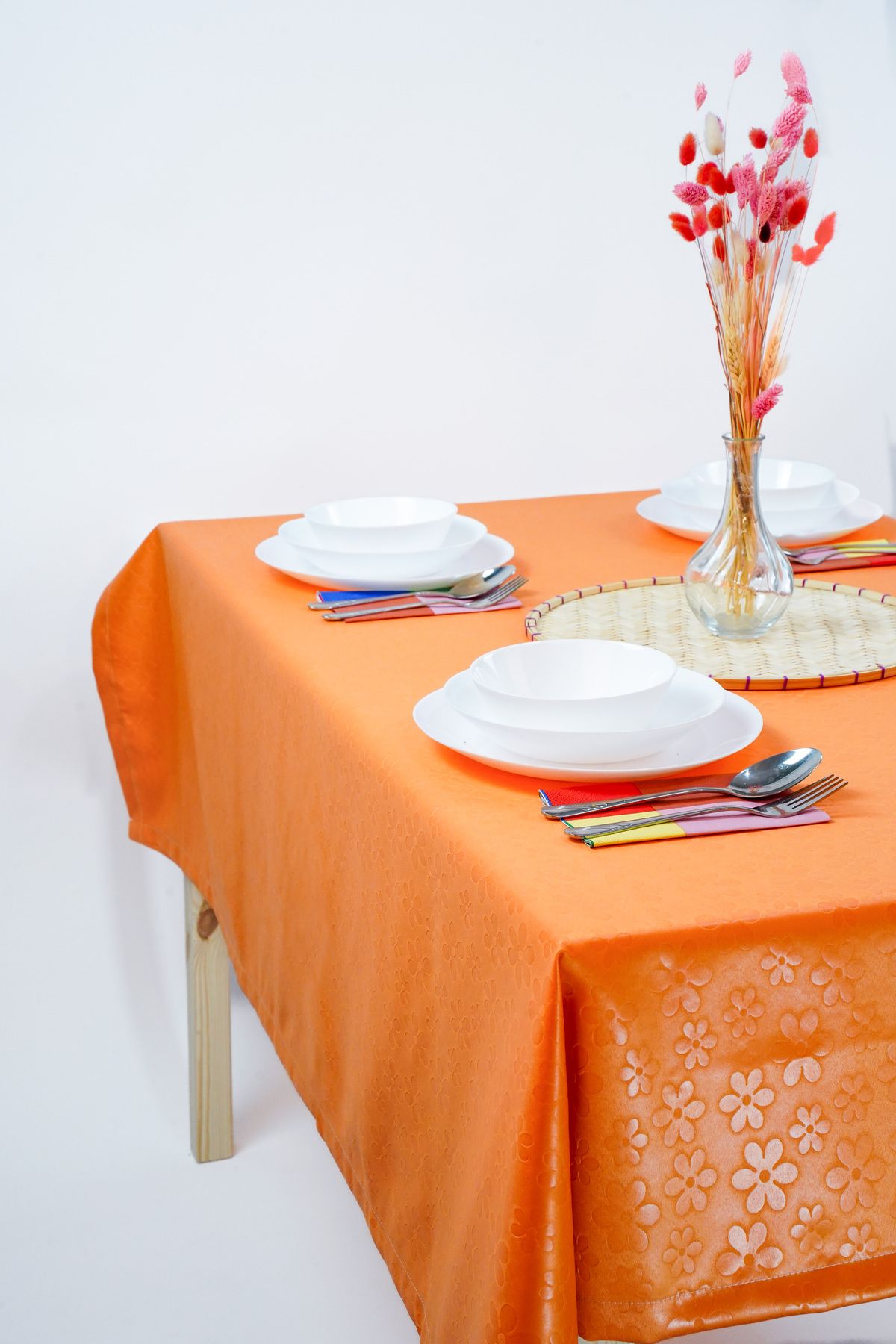 homease-Etuval Nostalgia Series Seersucker Print Small Flower Patterned Carefree Tablecloth 5