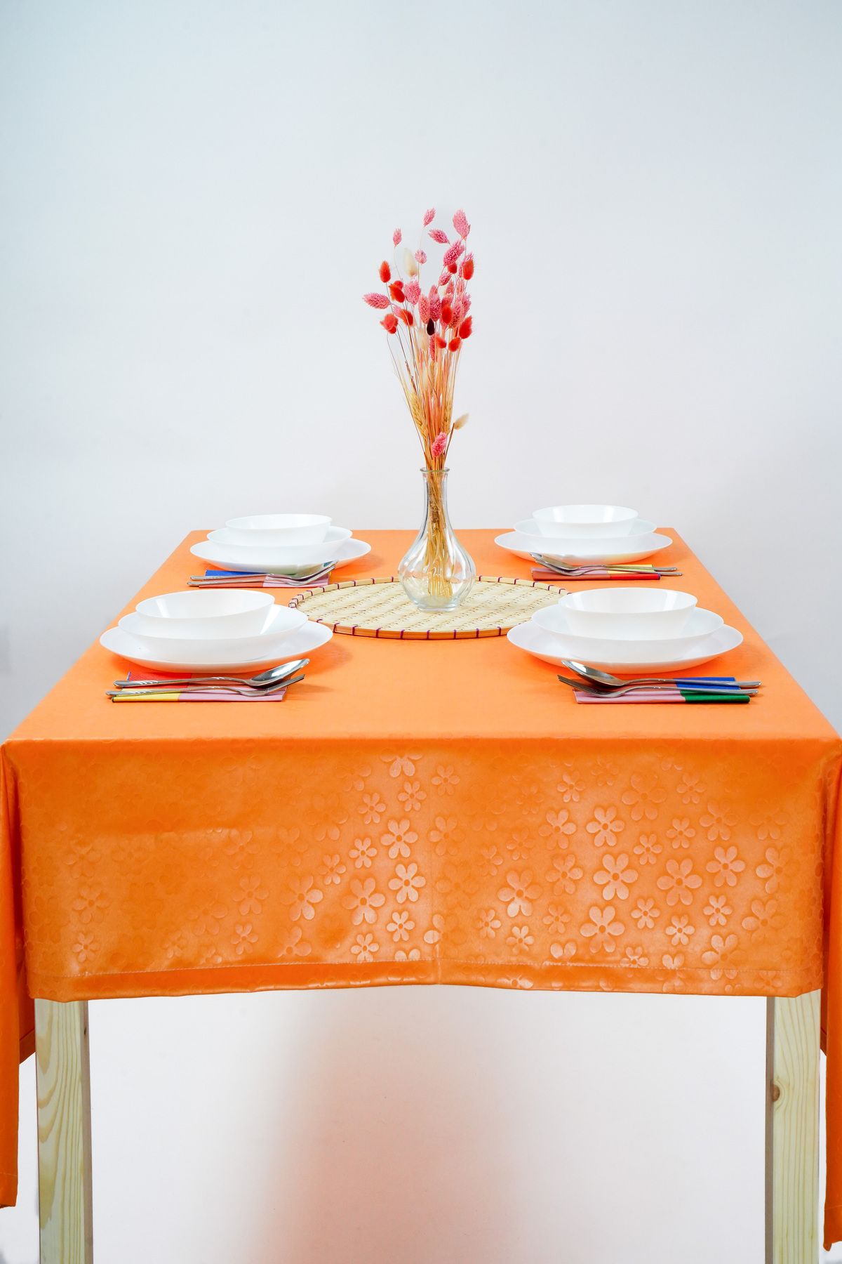 homease-Etuval Nostalgia Series Seersucker Print Small Flower Patterned Carefree Tablecloth 4