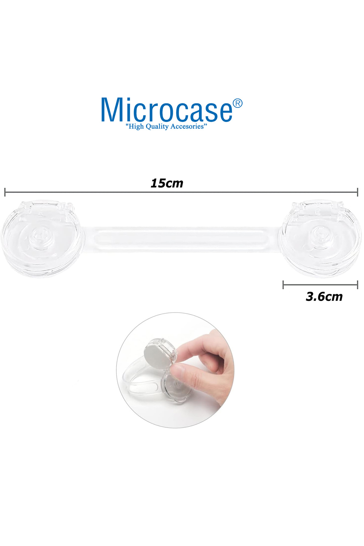 Microcase Plastik Kendinden Yapışkanlı Bebek Eşya Pencere Dolap Kapı Çekmece Kilidi -AL4538 4 Adet Şeffaf fotoğrafı 5 (önizleme)