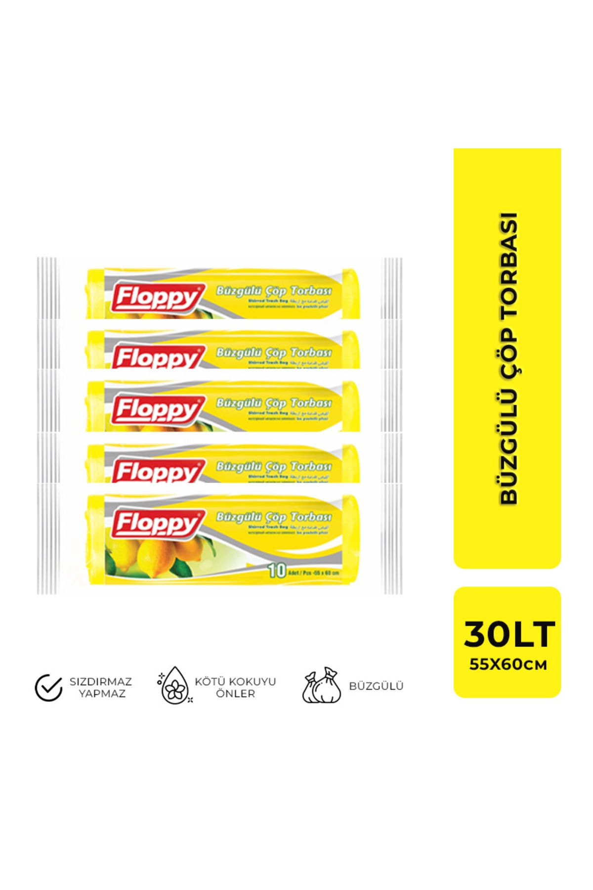 Floppy-Lemon Scented Medium Size Drawstring Garbage Bag - 5 Pieces 1