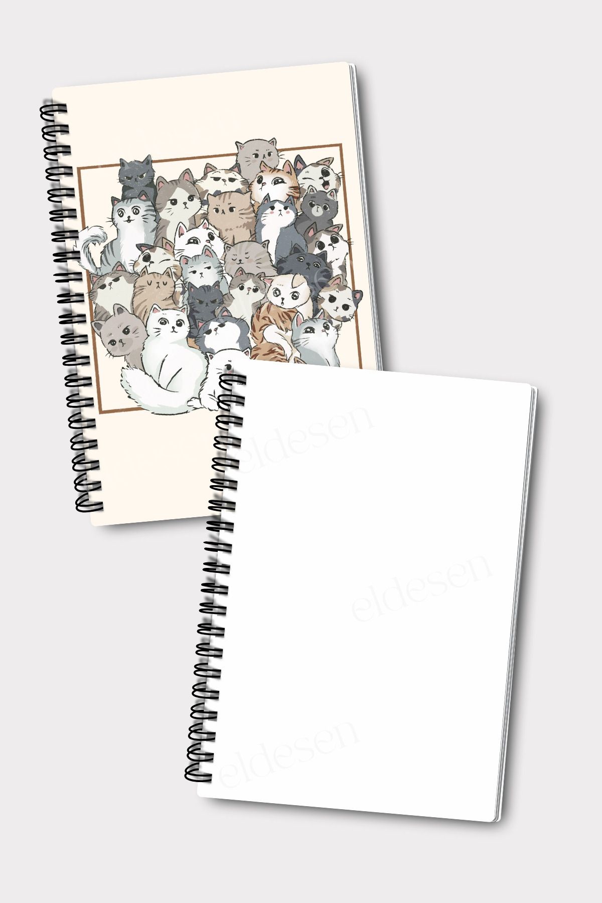 Eldesen Tasarım-A5 Size Set of 4 - Spiraled Unlined School Notebook, 50 Sheets 100 Sheets 3