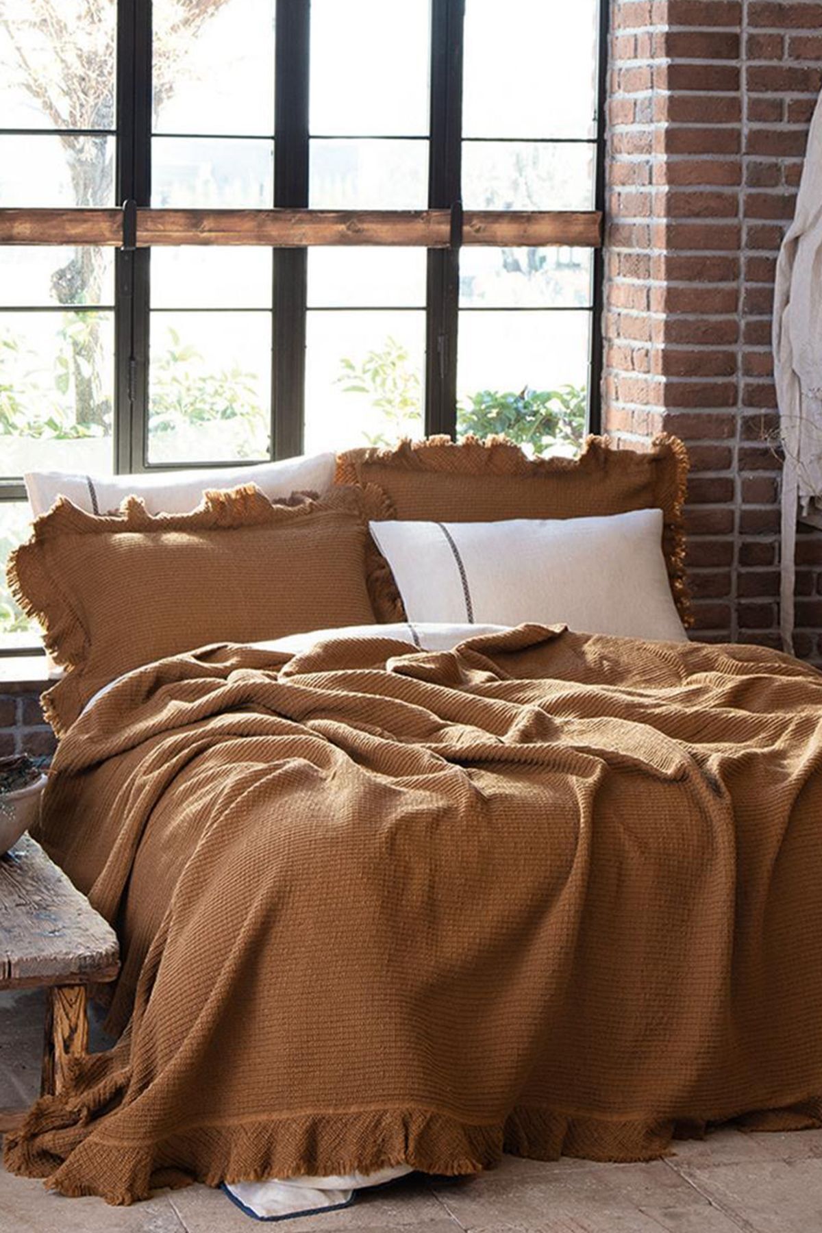 سرویس روتختی دو نفره  قهوه ای اکوکاتنEcocotton | YTKDNA220x240-R039 اورجینال - تصویر 2