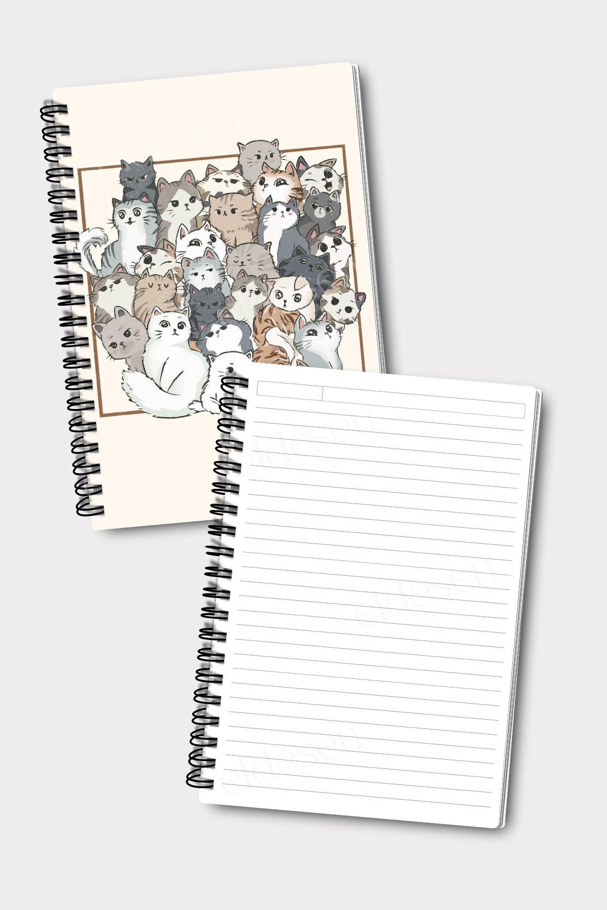 Eldesen Tasarım-A5 Size Set of 4 - Spiraled Lined School Notebook, 50 Sheets 100 Sheets 3