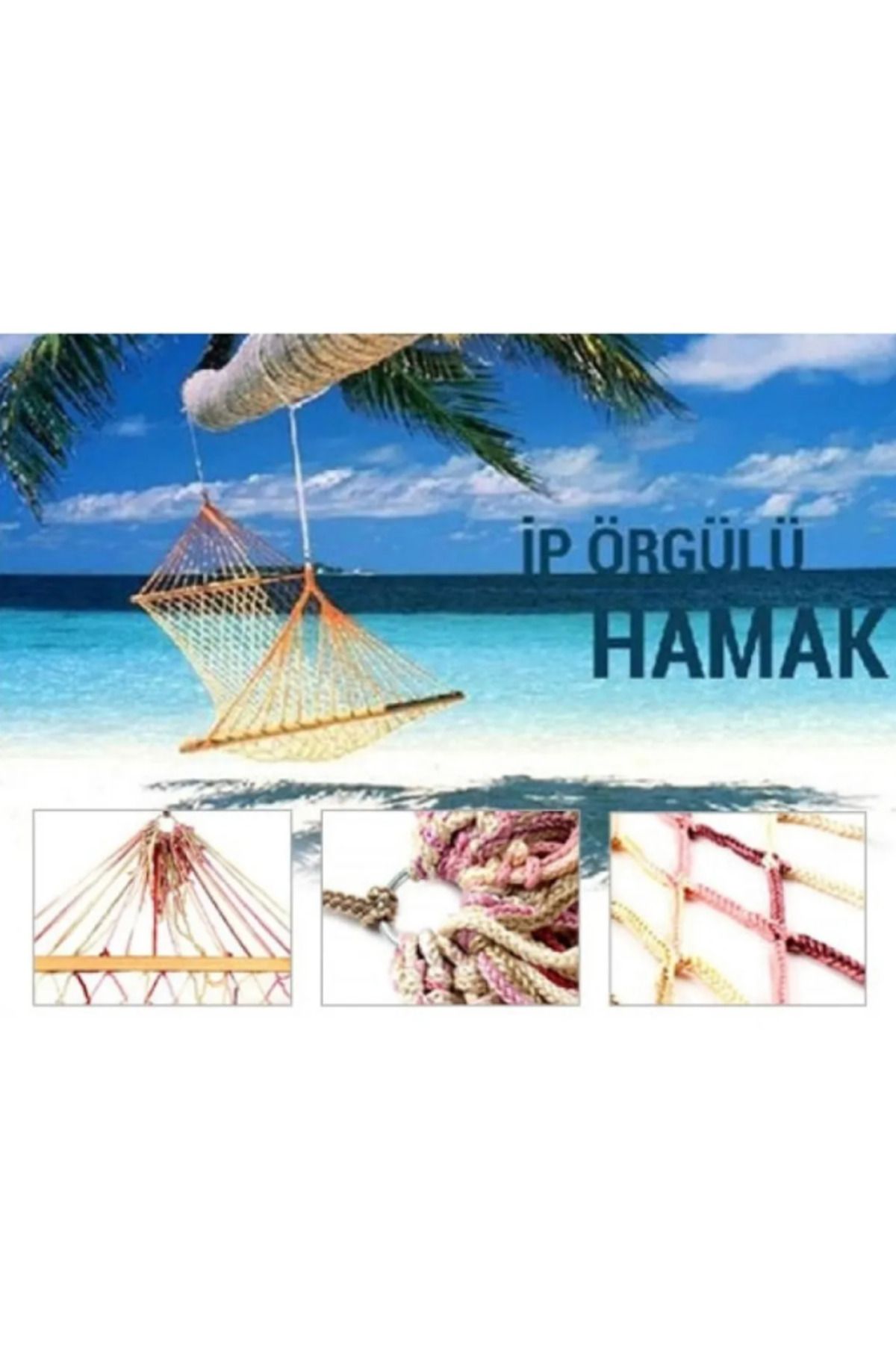 Genel Markalar Hamak Ip Örgülü Ahşap Bahçede Pikniktee Deniz Kenarında Keyif Hamağı (aO)