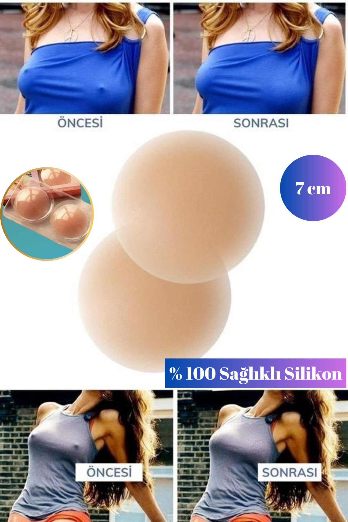 1 Çift 2 Adet Silikon Ten Rengi Kendinden Yapışkanlı Göğüs Ucu Kapatıcı | Göğüs Ucu Gizleyici
