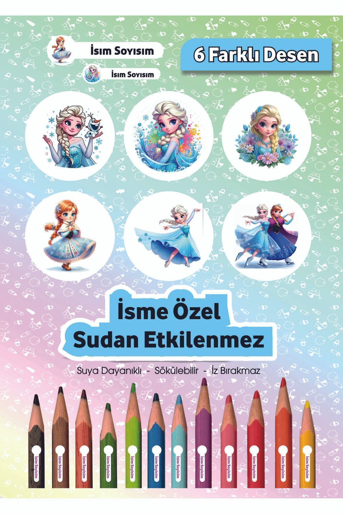 Joyygift-Frozen Elsa and Frozen Name Writable Notebook and Sticker Set - Pen and Book 2