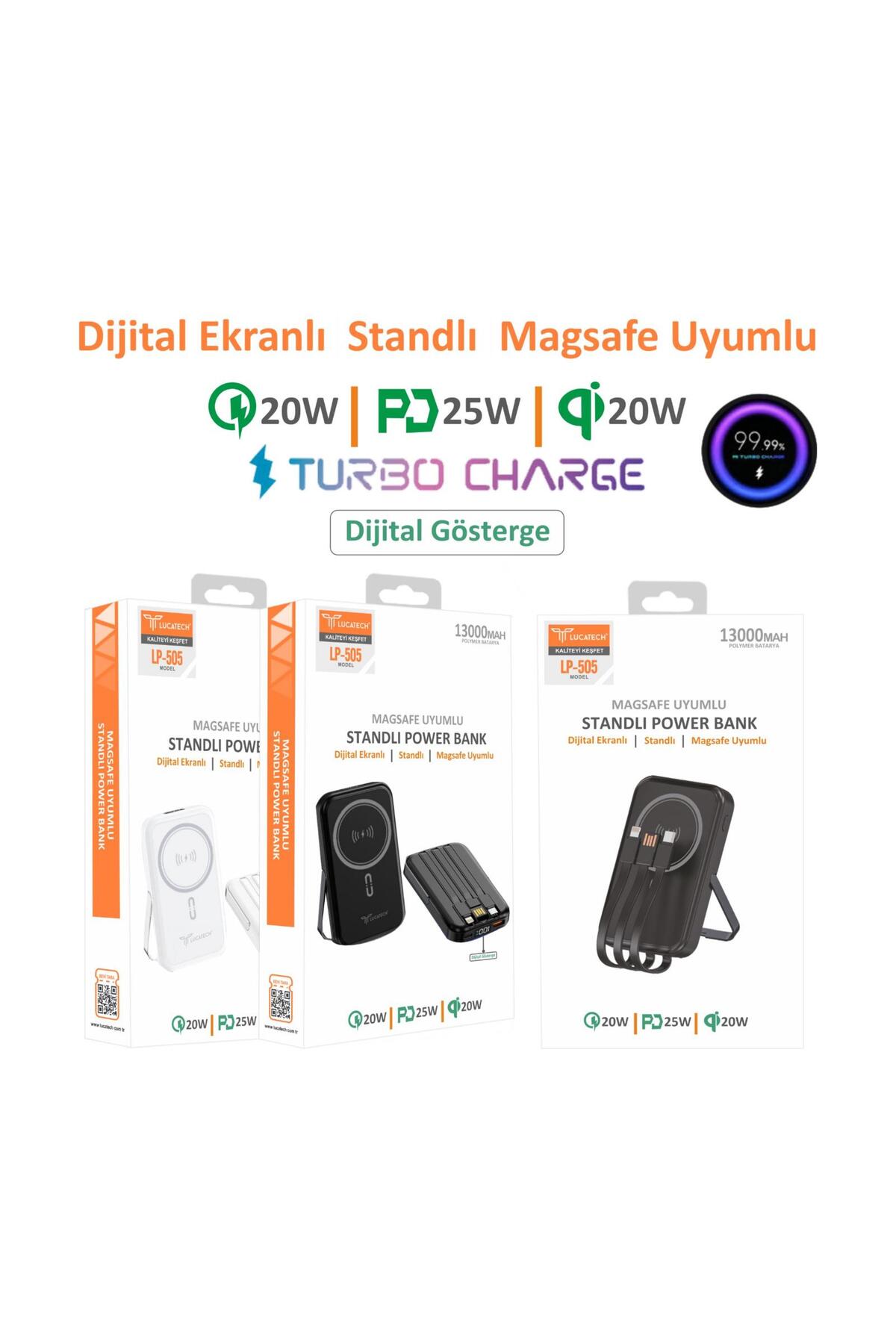 Samsung Galaxy S24 / S24 FE / S24 Plus / S24 Ultra uyumlu MAGSAFE STANDLI Powerbank 25W TURBO SARJ 5