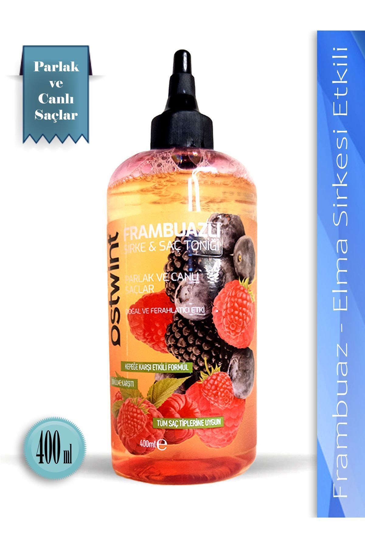 Frambuazlı Sirkeli Saç Toniği, Doğal Saç Bakımı, Parlak Ve Canlı Saçlar, 400 Ml,