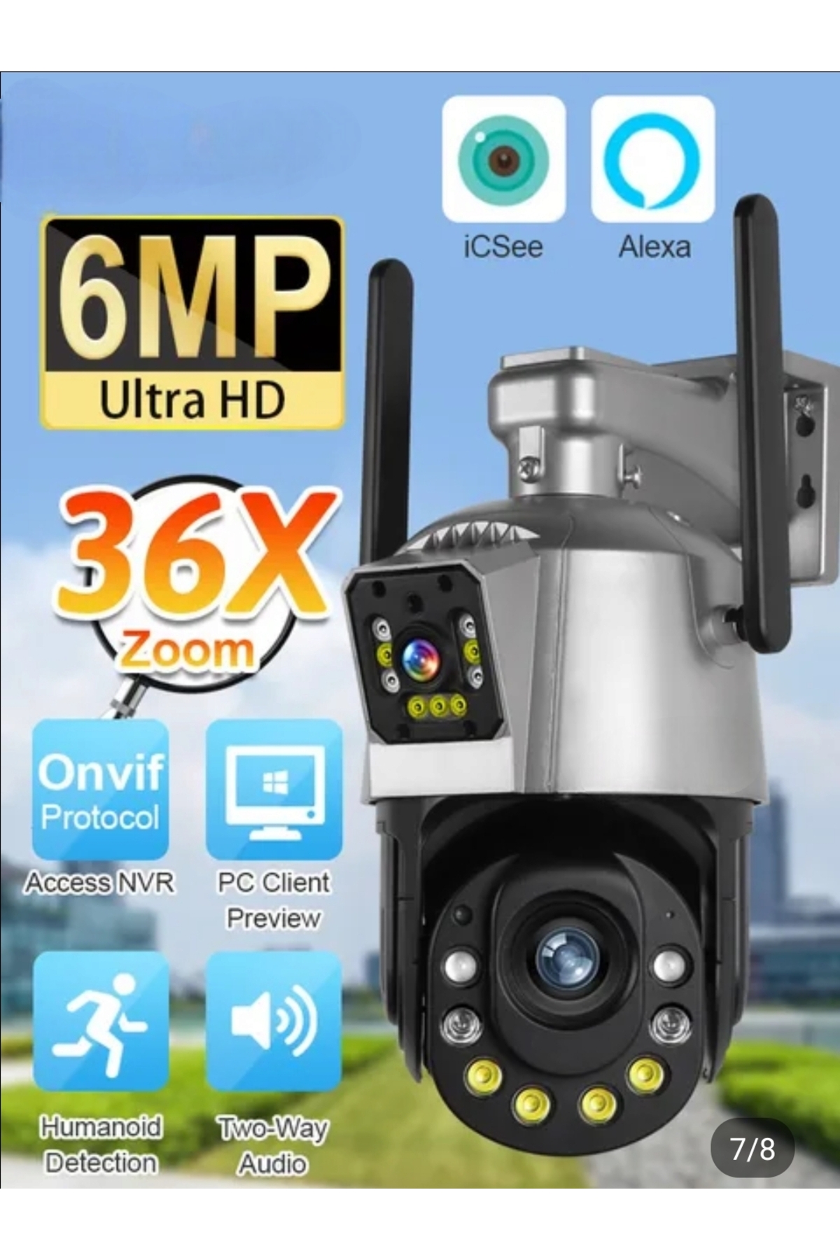 WİFİCAM 6 MP Çift Kameralı 36X Optik Zoom Büyük Kasa Ptz Wifi Kamera Icsee Xmeye Yazılım