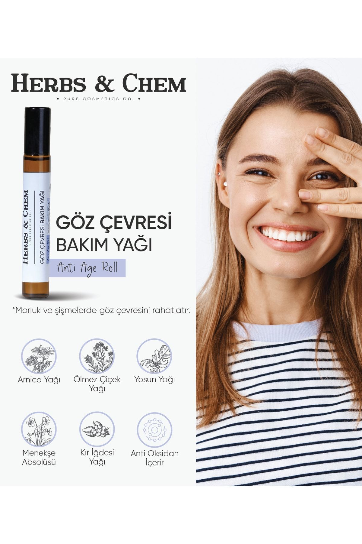 سرم چشم   HERBS & CHEM | ROLL اورجینال - تصویر 2