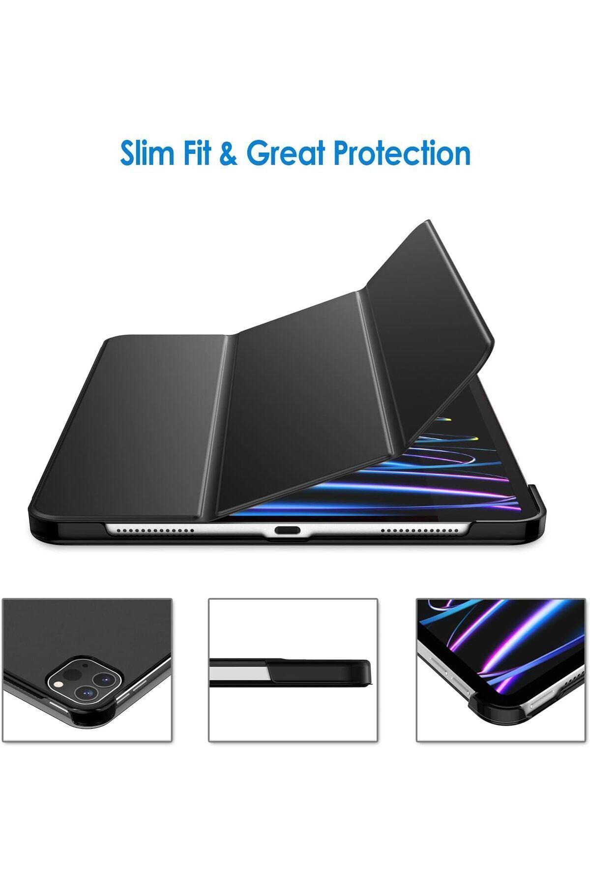 TEKNETSTORE-Apple Ipad Pro 4th Generation M2 2022 11 Inch Tablet Compatible Smart Case with Flip Smart Stand Smart Cover 5