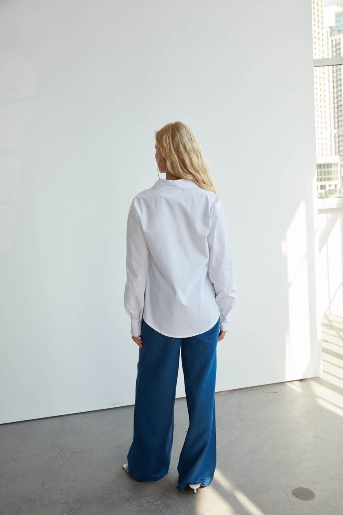VATKALI-Leinenhose mit weitem Bein, Marineblau 7
