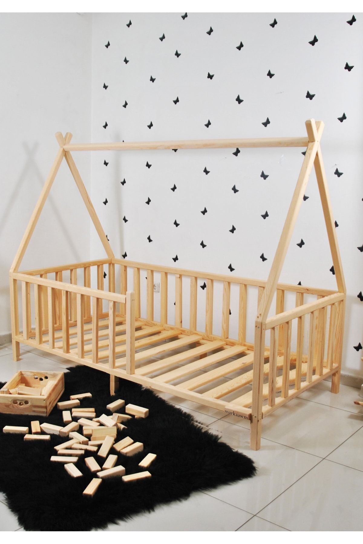 MiniWood Markaawm Montessori Doğal Bebek Ve Çocuk Karyolası Ahşap Yatak fotoğrafı 3 (önizleme)