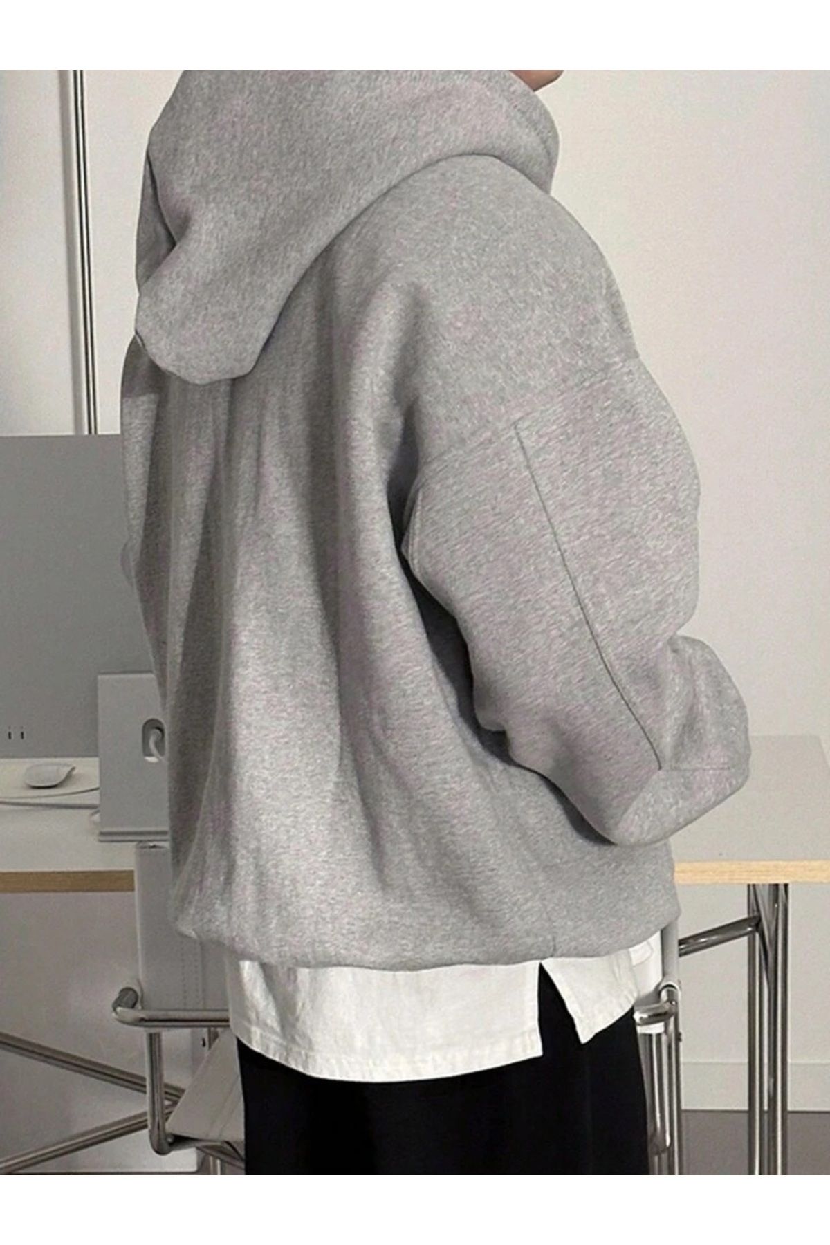 GENIUS STORE-Ανδρικό φούτερ με κουκούλα Oversize - 3 Κλωστές 4