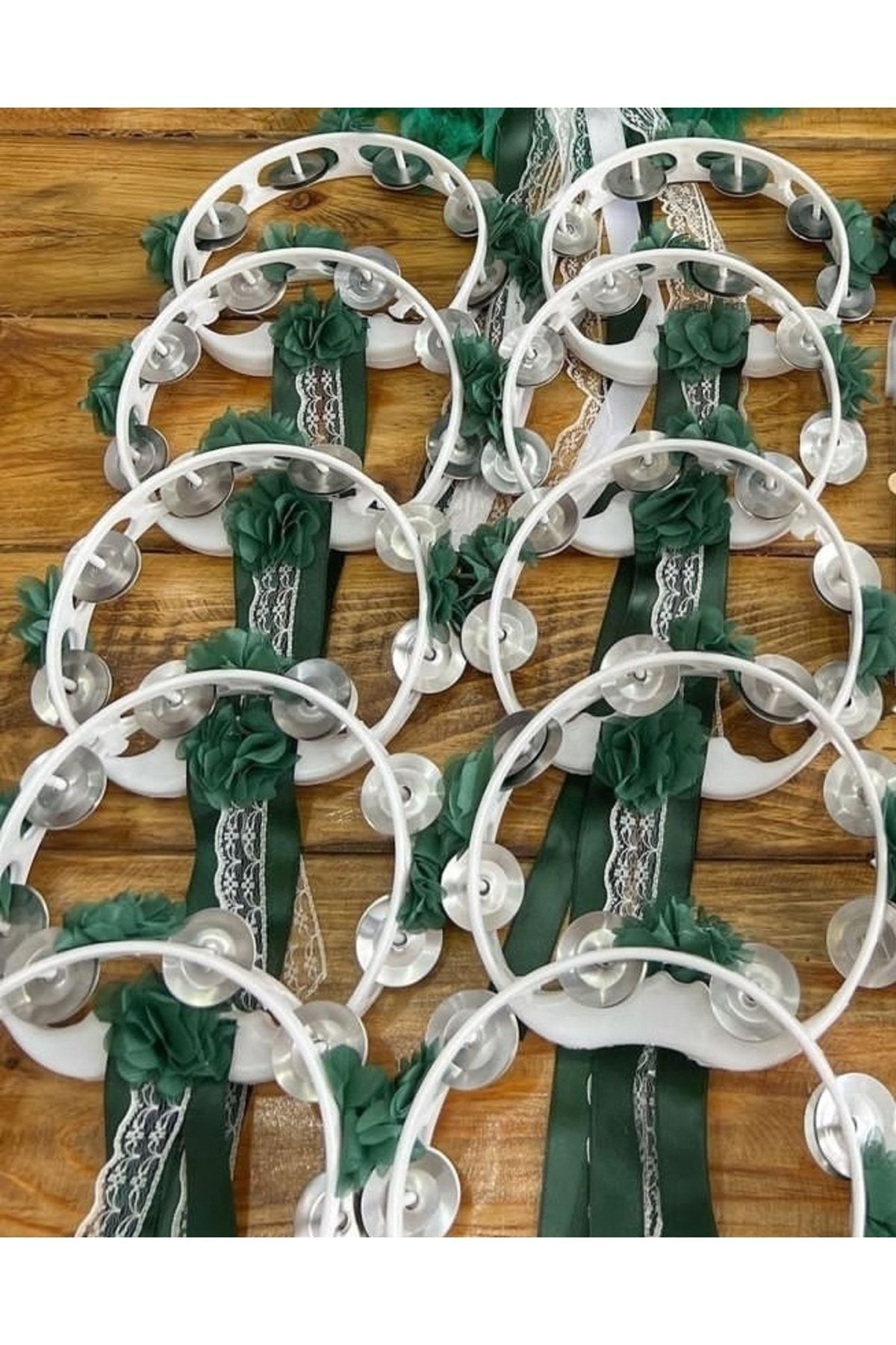 AYZEN HOME Lazer Kesim Gül Ve Kurdale Ile Süslenilmiş Plastik Tef Kına Defi Kına Malzemesi 10lu Vurmalı Çalgı