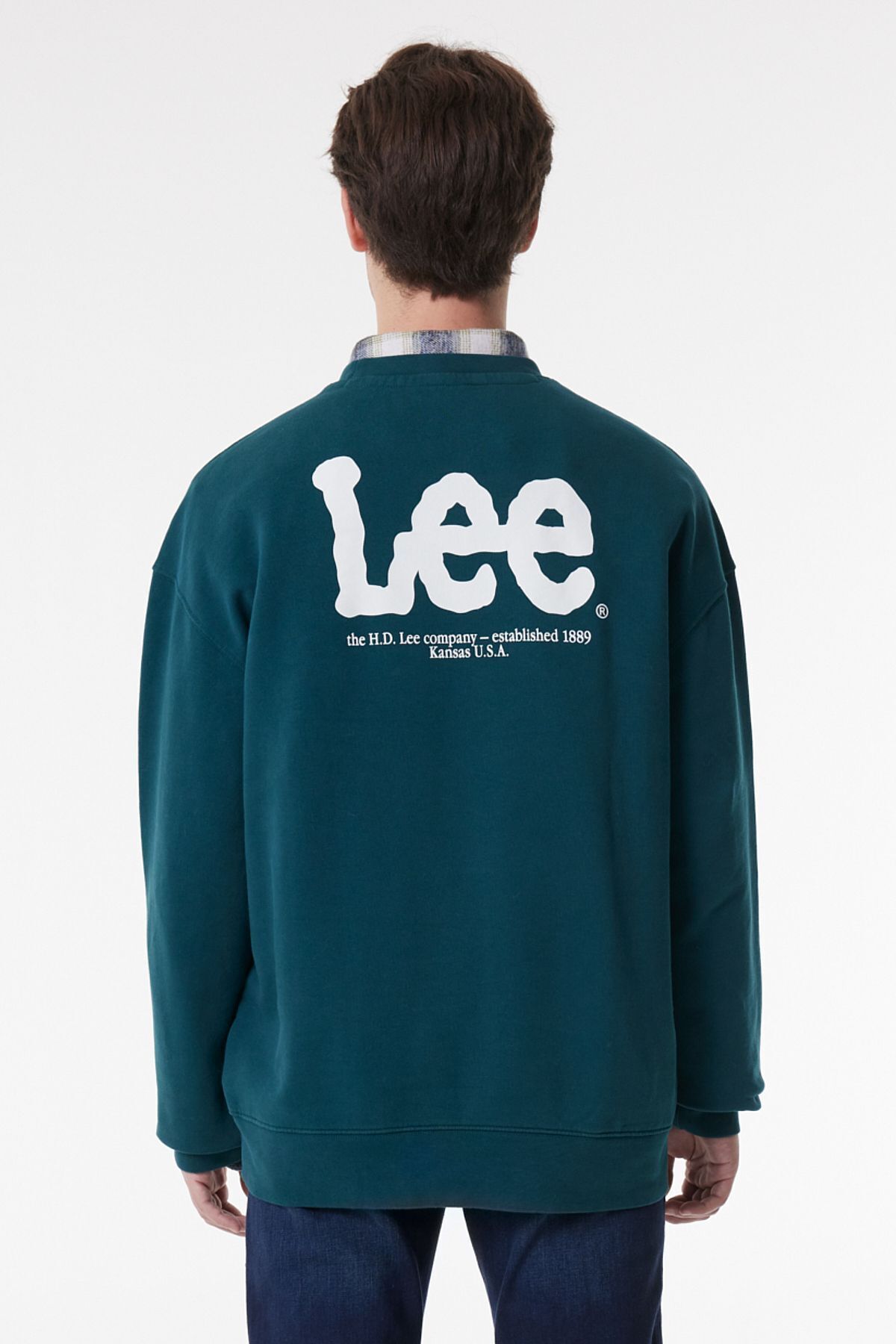 سویشرت سبز مردانه یقه دوچرخه برش راحت و 100 ٪ زمرد پنبه Lee