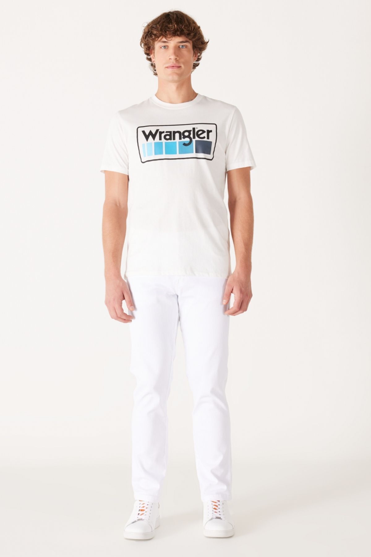 تی شرت سفید مردانه یقه دوچرخه برش معمولی به طور منظم 100 ٪ پوست چهل کشتی Wrangler