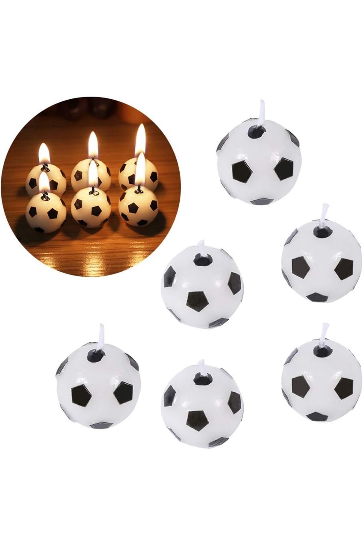 parti pera Futbol Topu Pasta Mumu 6'lı 2cm