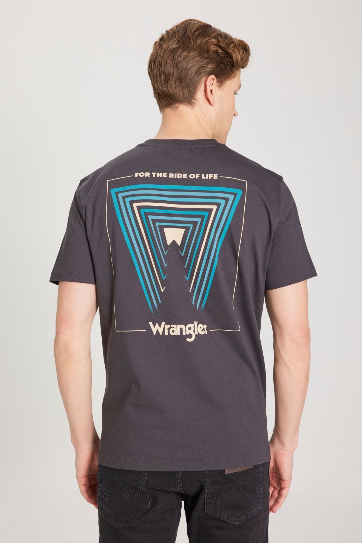 تی شرت مشکی مردانه به طور منظم مناسب گردن دوچرخه کلاس طبیعی 100 ٪ پنبه T shirt Wrangler