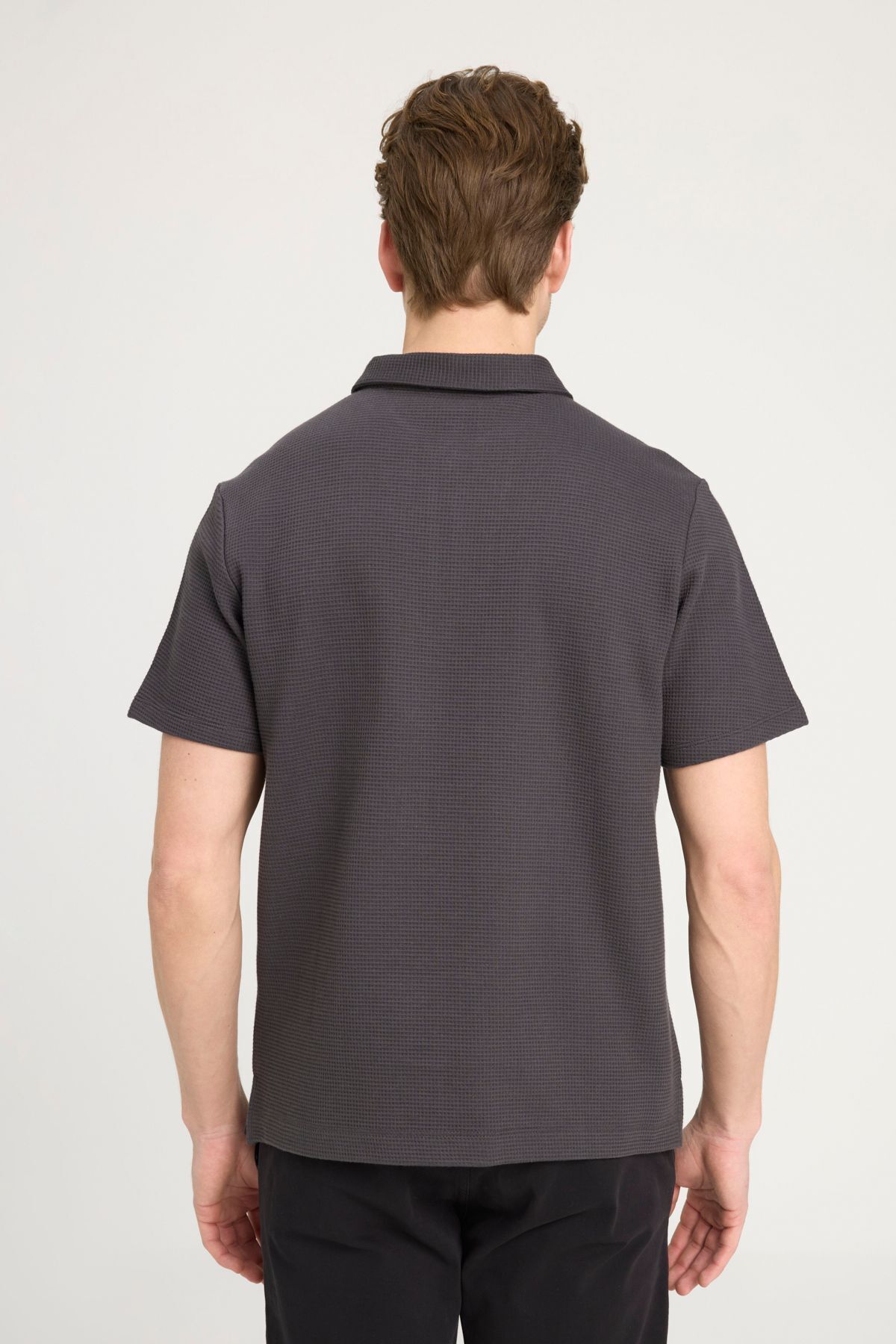 تی شرت یقه پولو مشکی مردانه سیاه مناسب و آرام گسترده نزدیک چوگان yaka Zipper 100 ٪ پنبه T shirt Wrangler