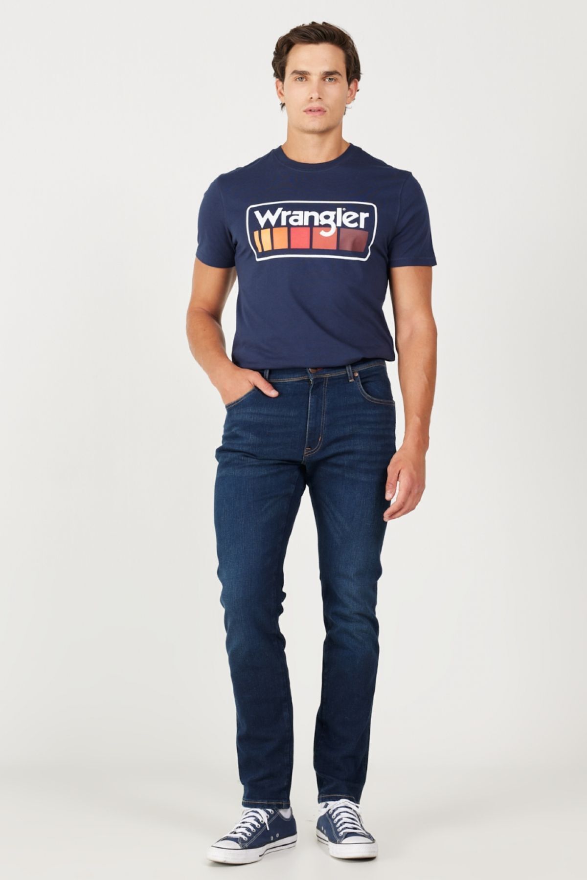 شلوار جین آبی مردانه تگزاس به طور منظم مناسب برش نرمال کمر باریک و رنگ قابل انعطاف Wrangler
