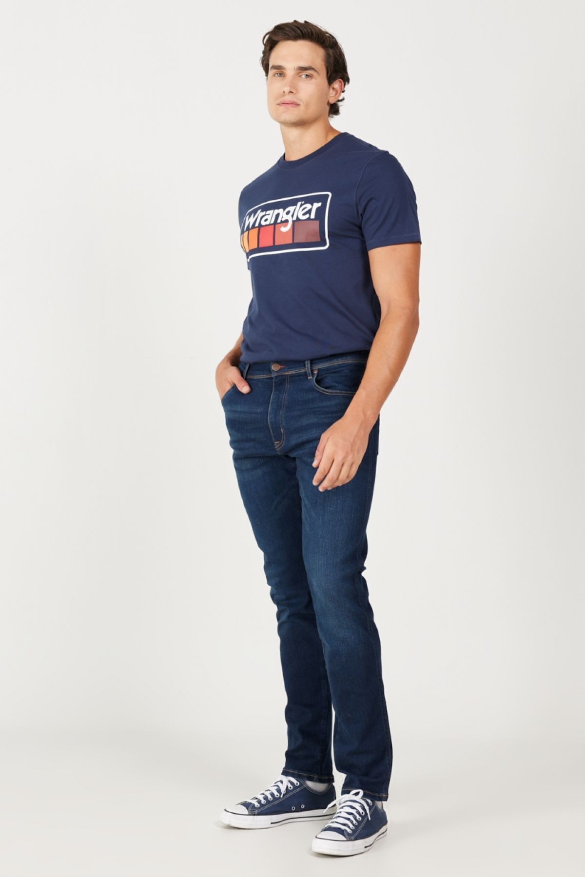 شلوار جین آبی مردانه تگزاس به طور منظم مناسب برش نرمال کمر باریک و رنگ قابل انعطاف Wrangler