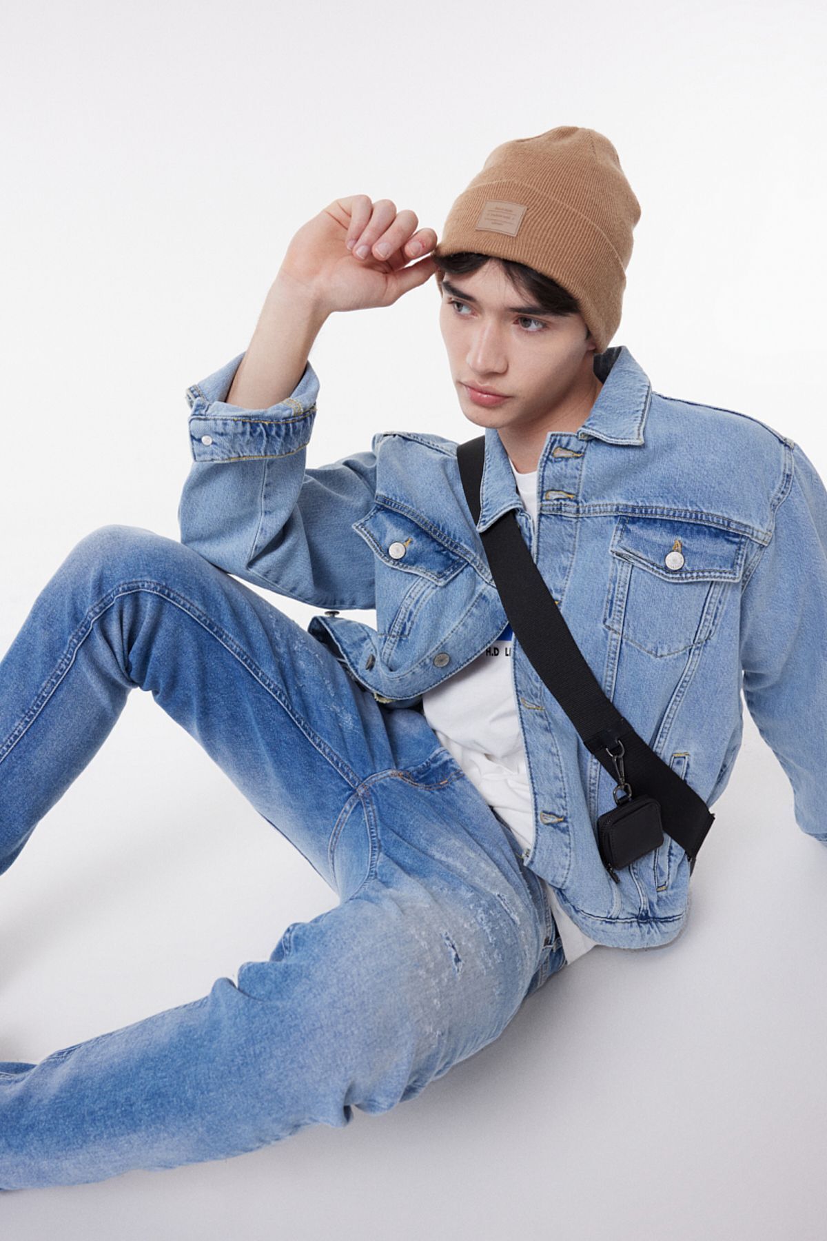 شلوار جین آبی مردانه کش دار Luke Slim Fit کمر کم روشن Lee