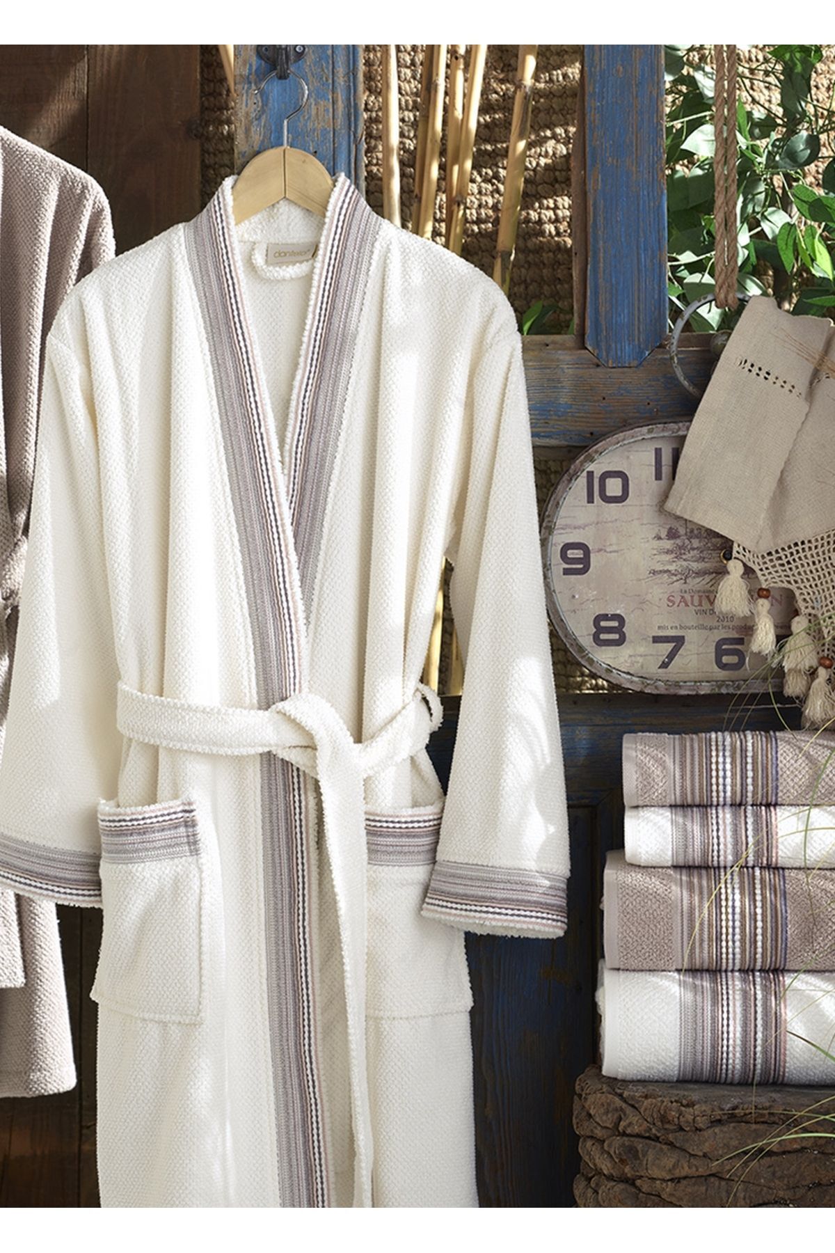 Dantela Set Halate Jacquard Harmony 6 Piese - Culori Crem/cărămidă Unisex - M