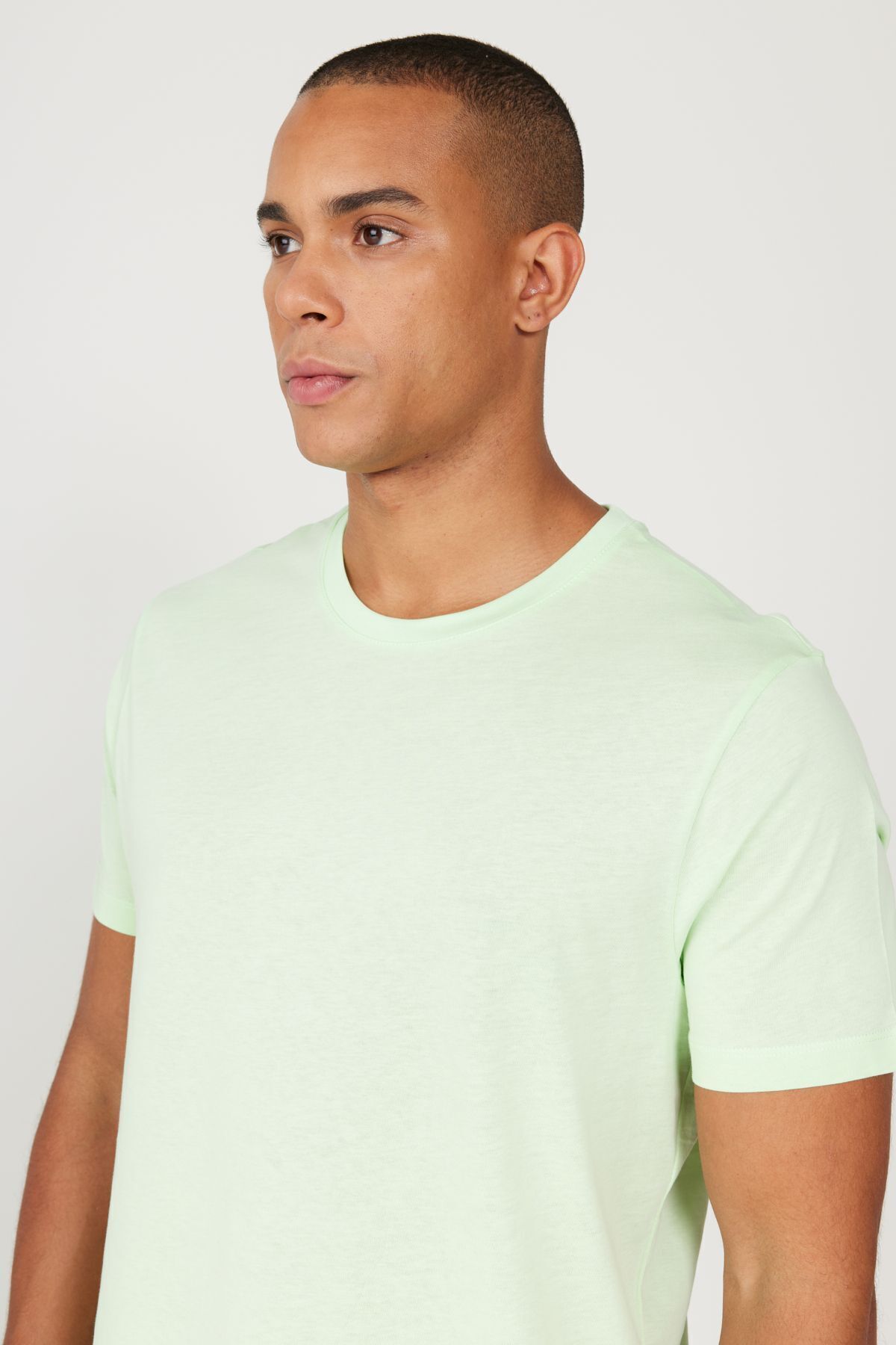 AC&Co / Altınyıldız Classics-Ανδρικό T-Shirt ανοιχτό πράσινο Slim Fit - 100% βαμβάκι, λαιμόκοψη 6