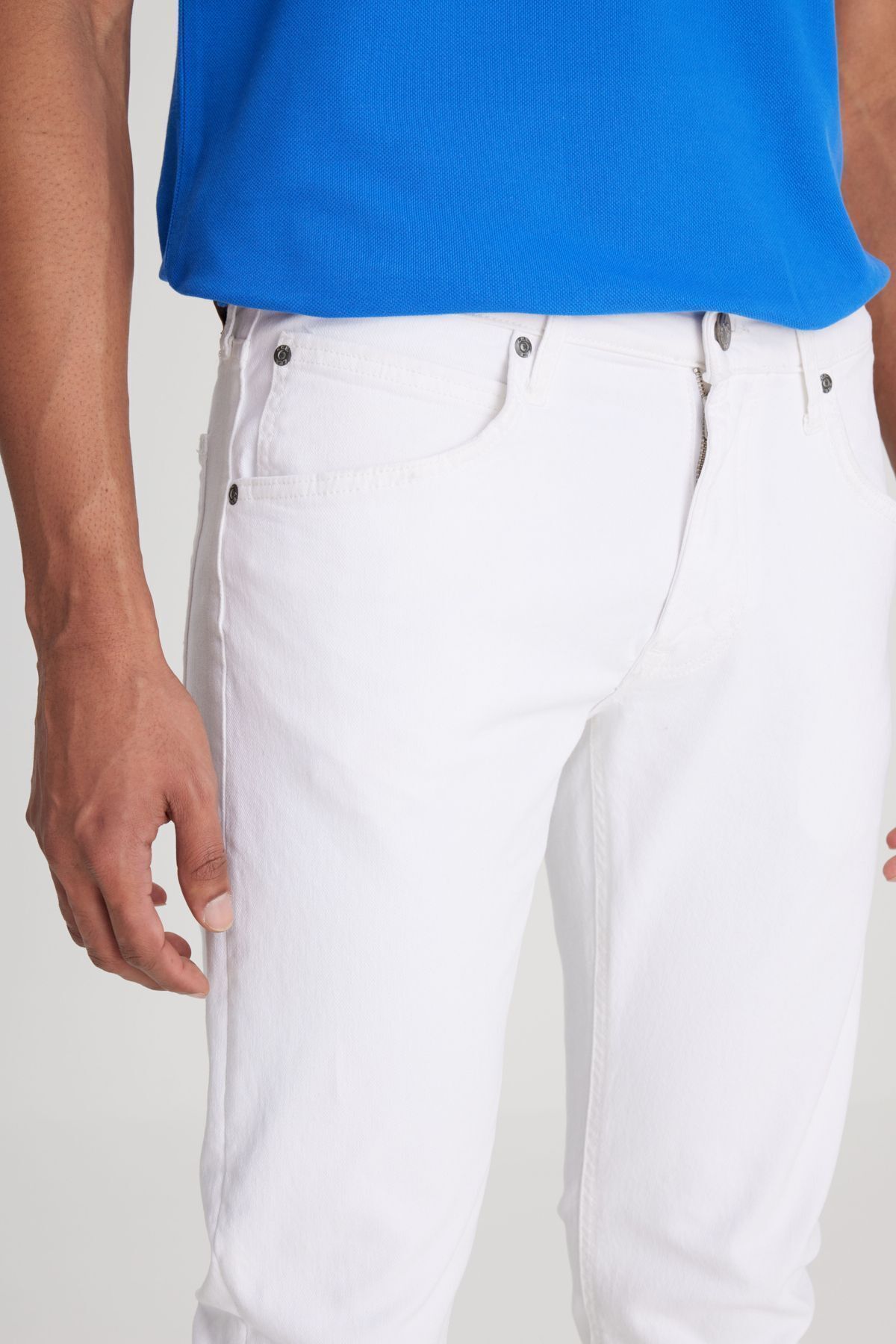 شلوار جین سفید مردانه Luke Slim Fit معمولی کش دار کمری Lee