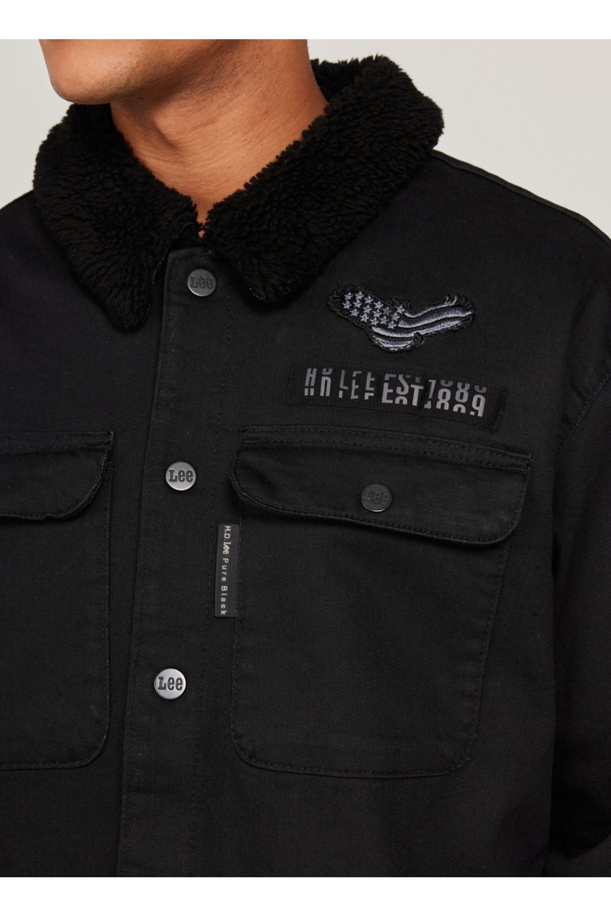کت مشکی مردانه سیاه ژاکت جین L232095001 OUSSHIRT JEAN JACKET Lee