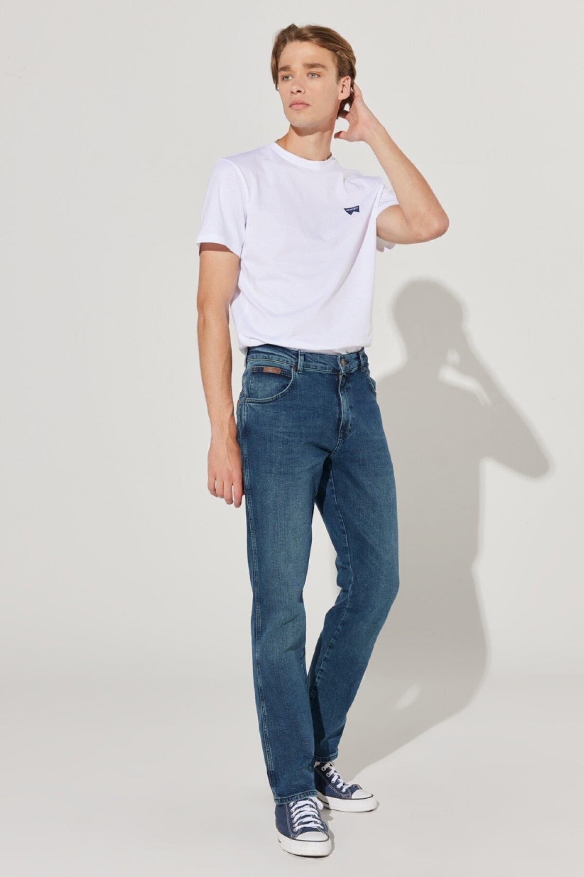 WRANGLER-بنطلون جينز نحيف من تكساس باللون الأزرق المتوسط 5