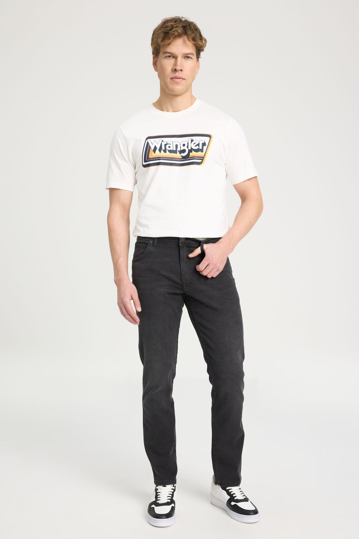 شلوار جین خاکستری مردانه تگزاس باریک و کمر نرم انعطاف پذیر Wrangler