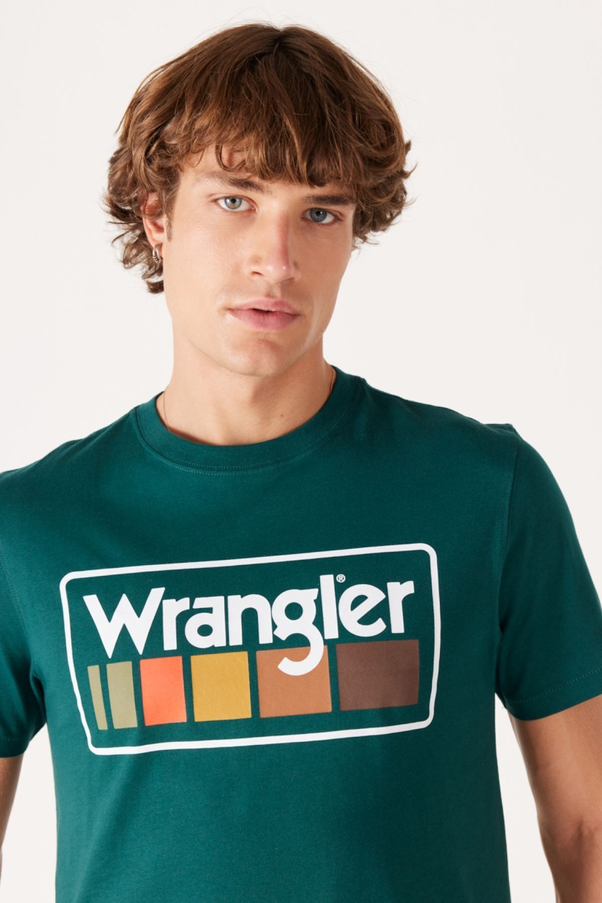 تی شرت سبز مردانه یقه دوچرخه برش معمولی 100 ٪ پنبه Wrangler