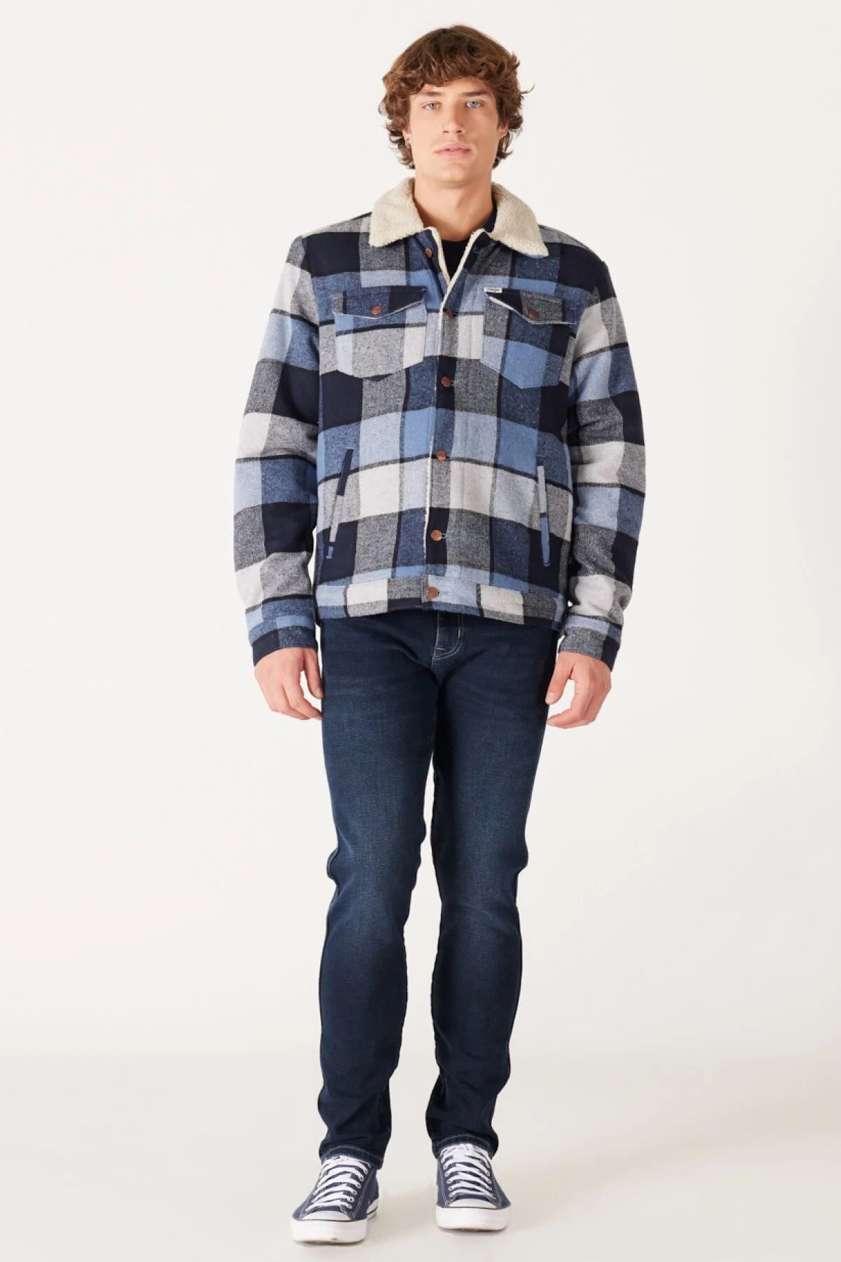 کت آبی مردانه ژاکت شل شیری w4e0xz84z اورجینال Wrangler